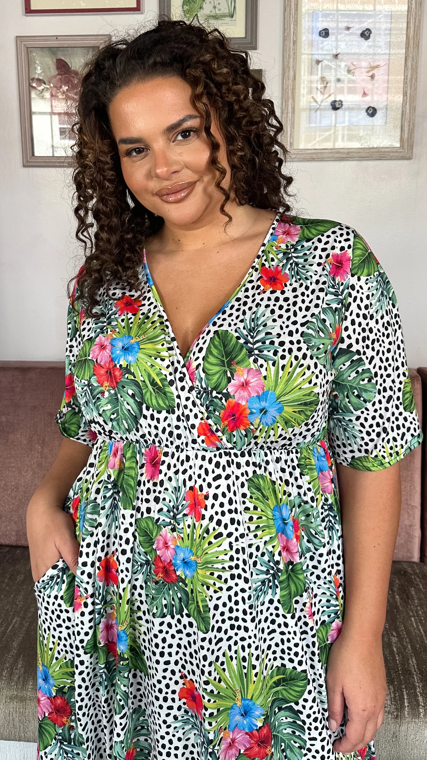 CurveWow Petite Maxi Wrap Dress Spot/Palm