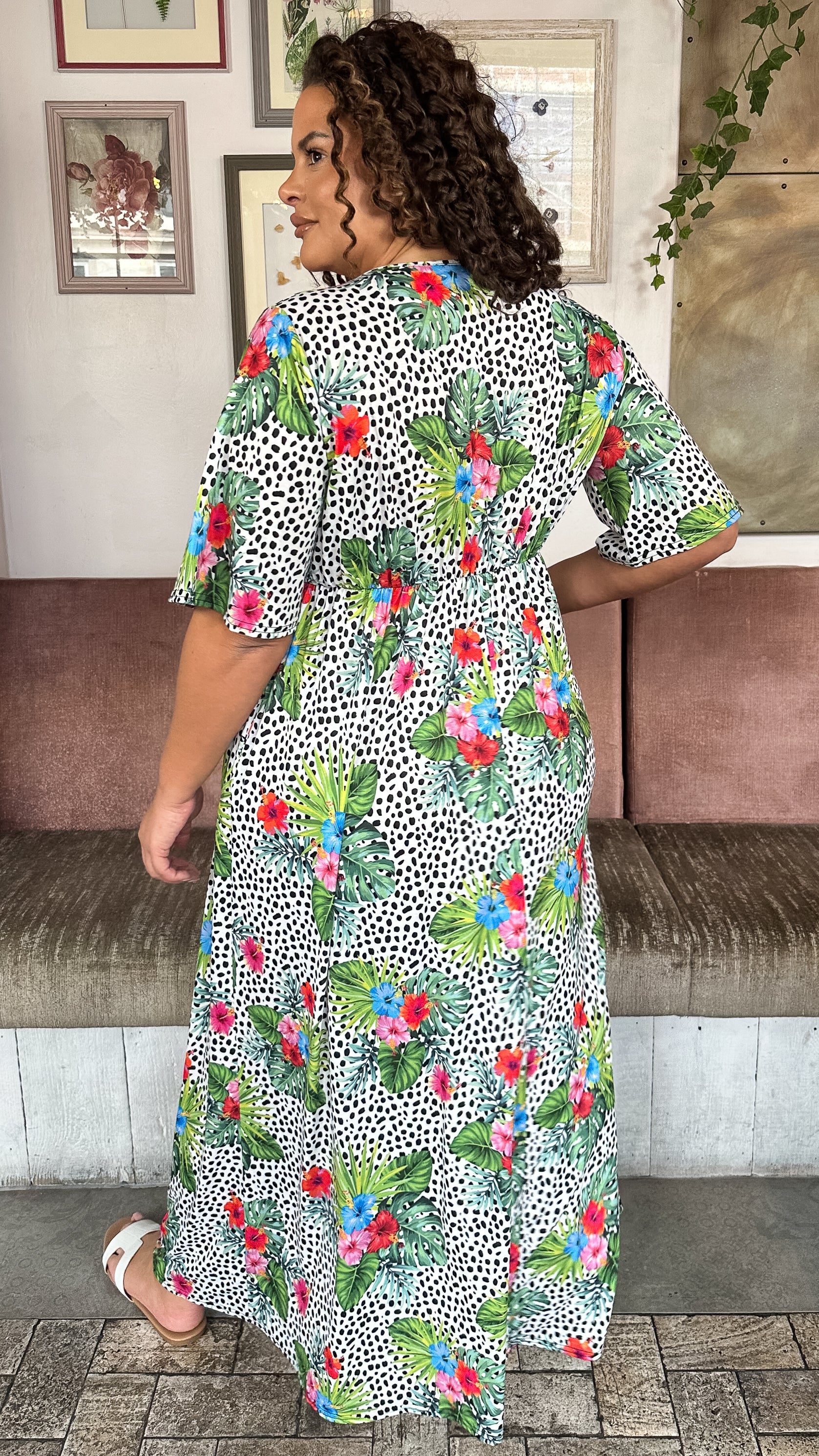 CurveWow Petite Maxi Wrap Dress Spot/Palm