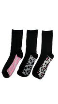 3 Pack Animal Print Socks Black Pink