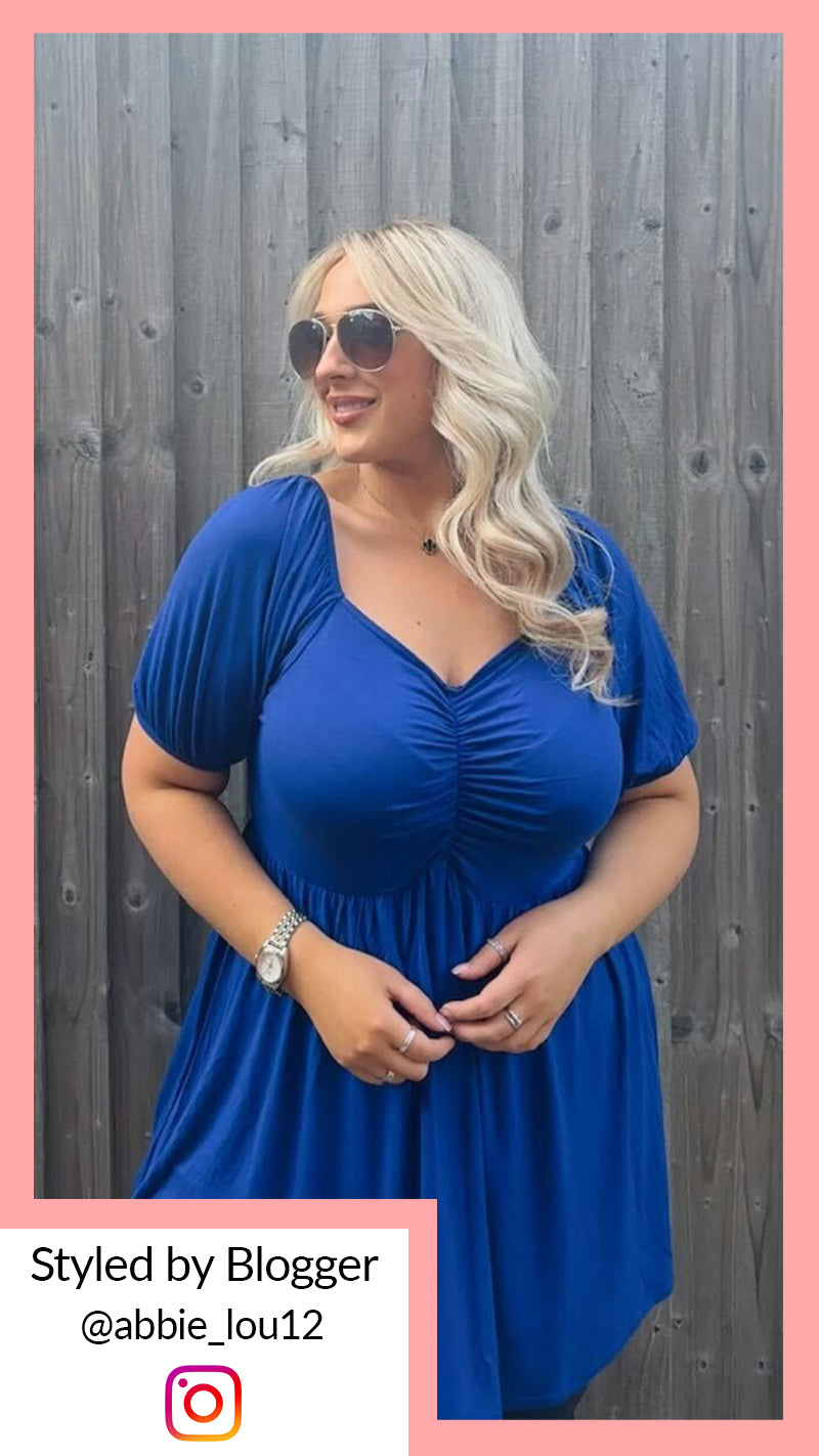 CurveWow Square Neck Tunic Cobalt Blue