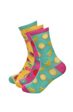 3 Pack Bamboo Novelty Design Socks Fruit