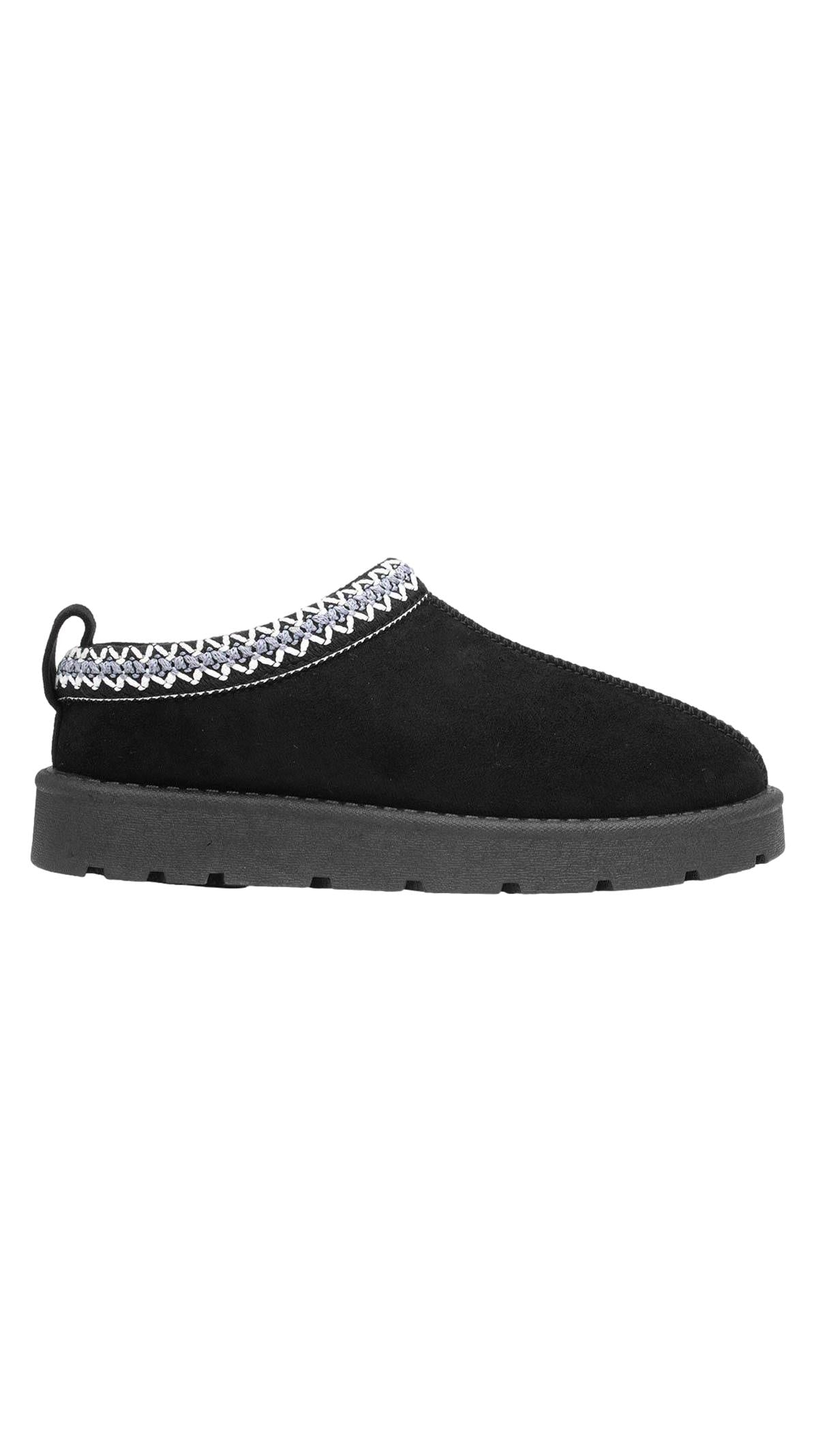 Aztec Trim Slipper Black