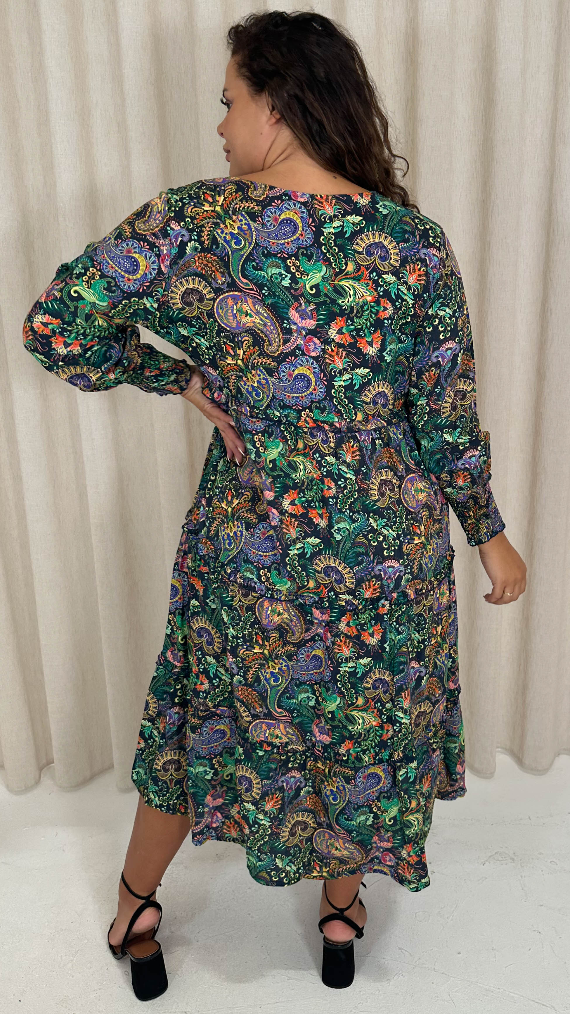 CurveWow Bohemian Maxi Dress Mixed Paisley Print