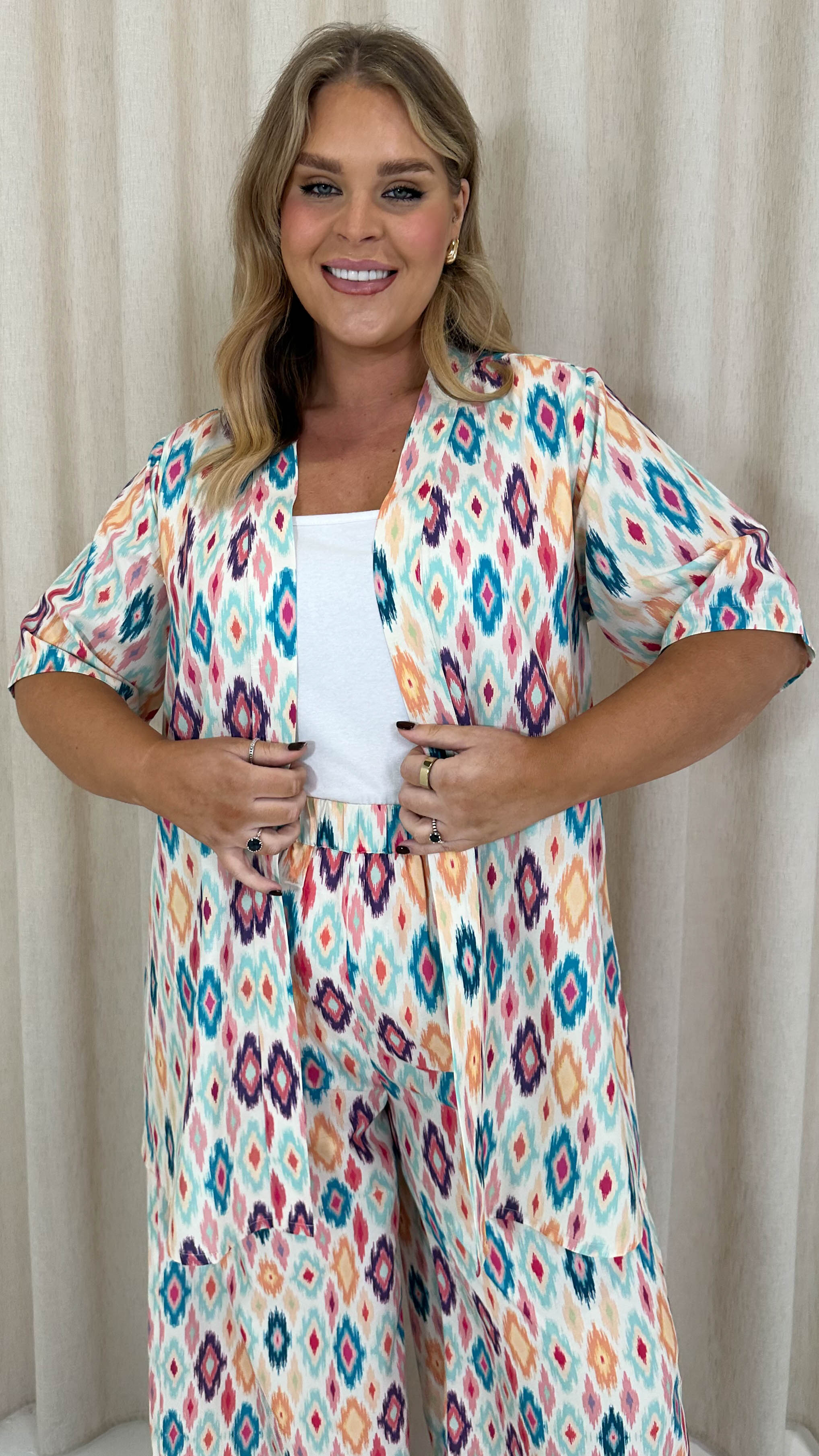 CurveWow Short Kimono Multi Diamond