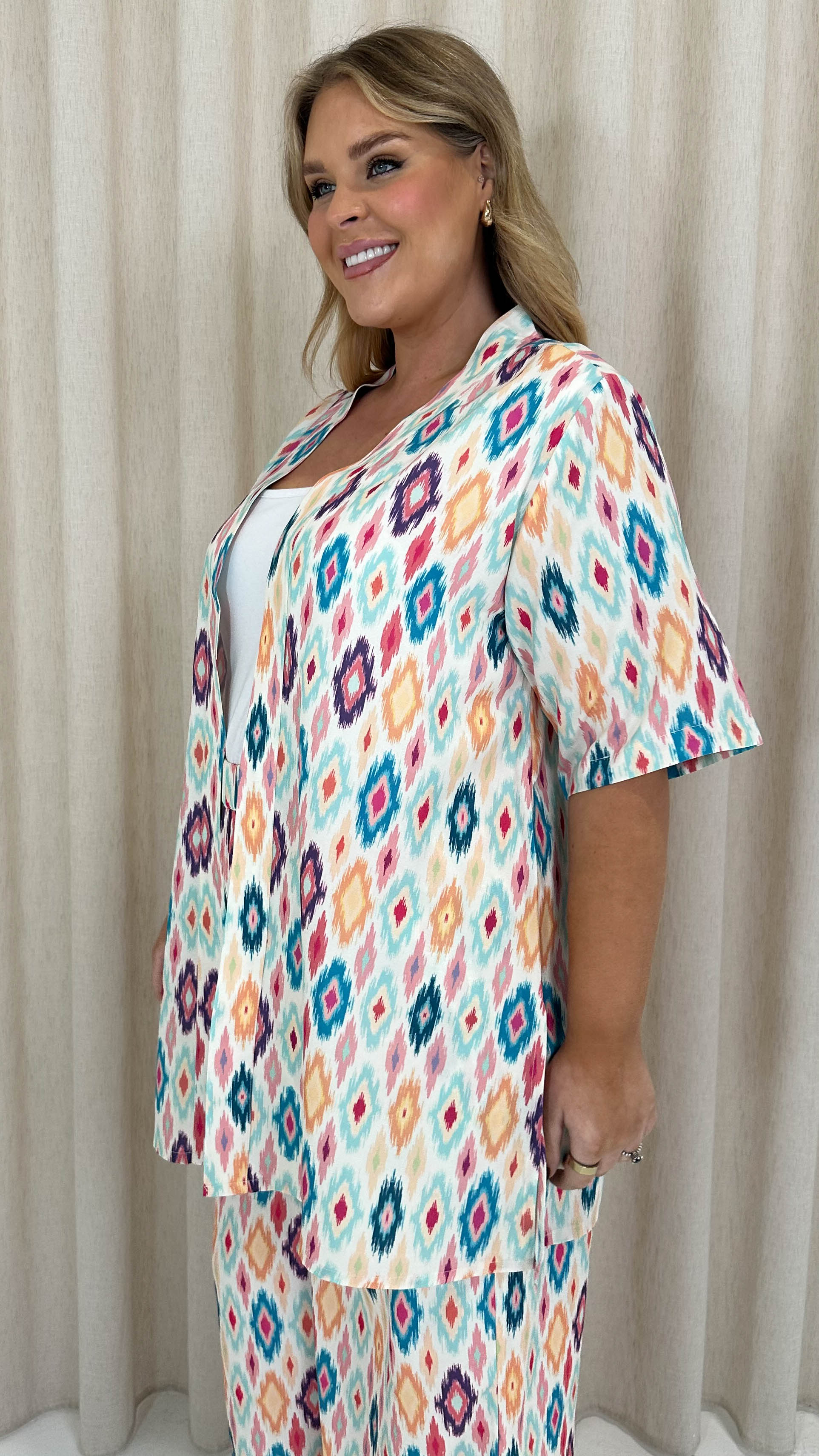 CurveWow Short Kimono Multi Diamond