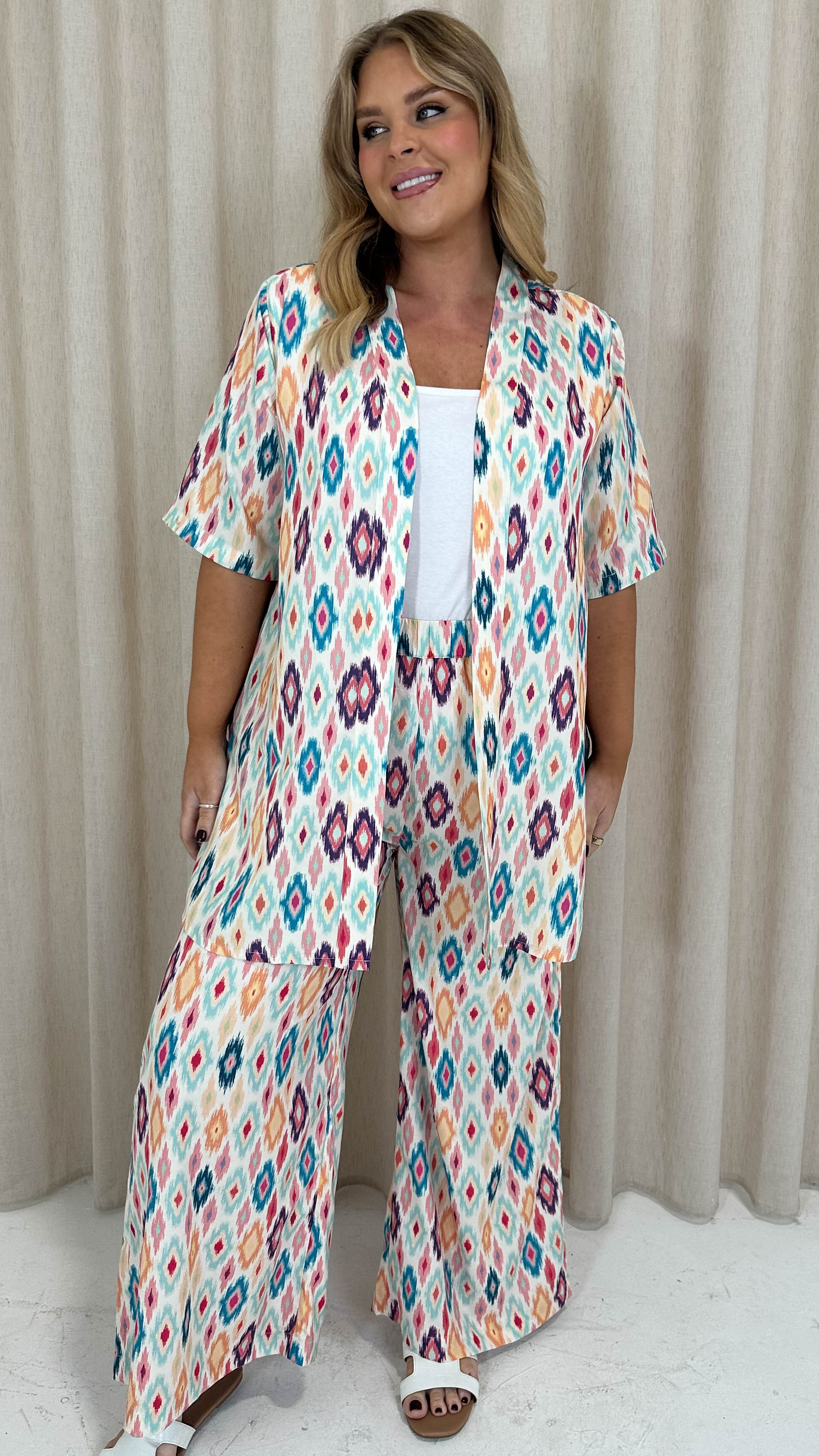 CurveWow Wide Leg Trouser Multi Diamond