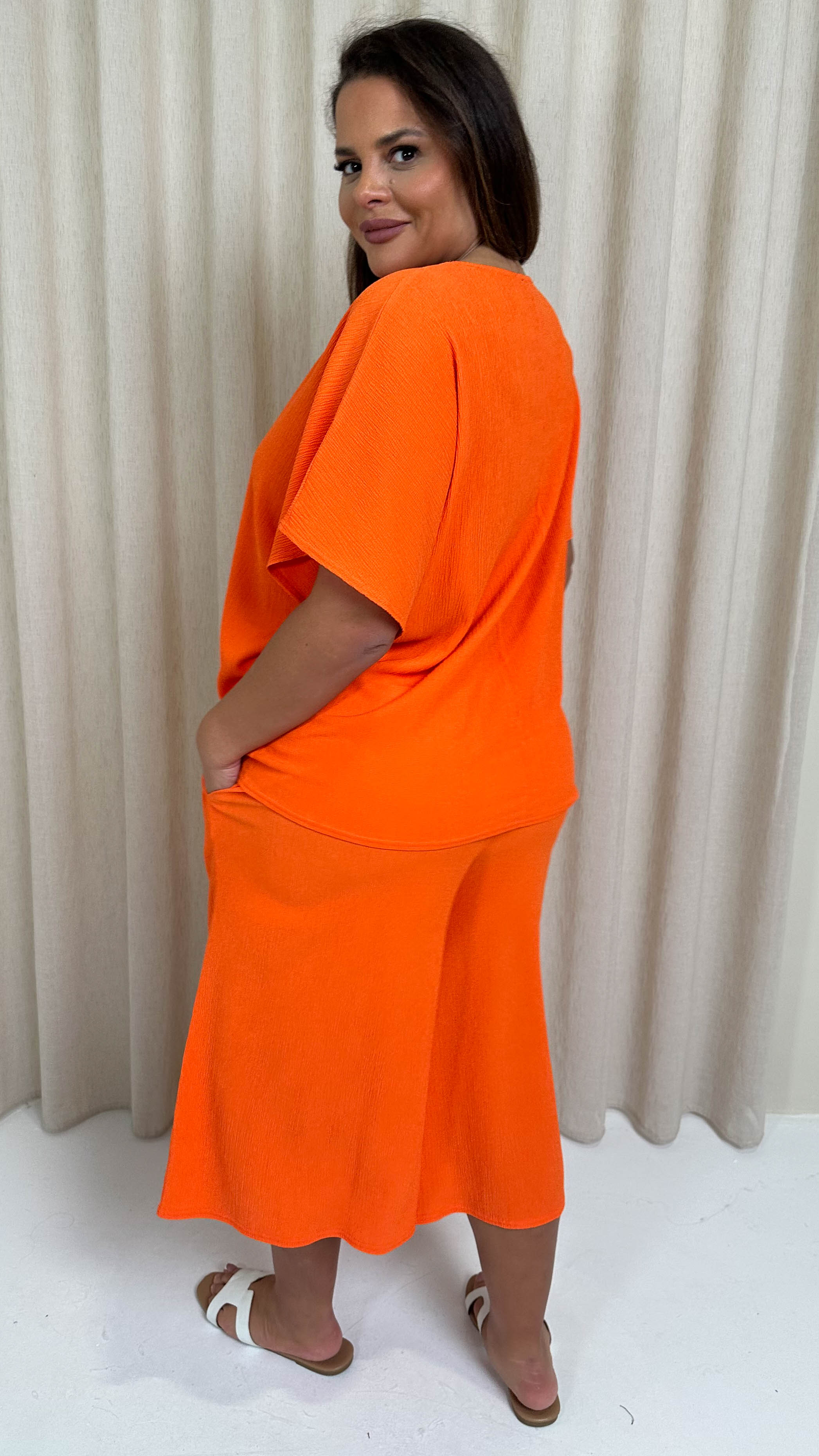 CurveWow Drop Shoulder Boxy T-Shirt Orange