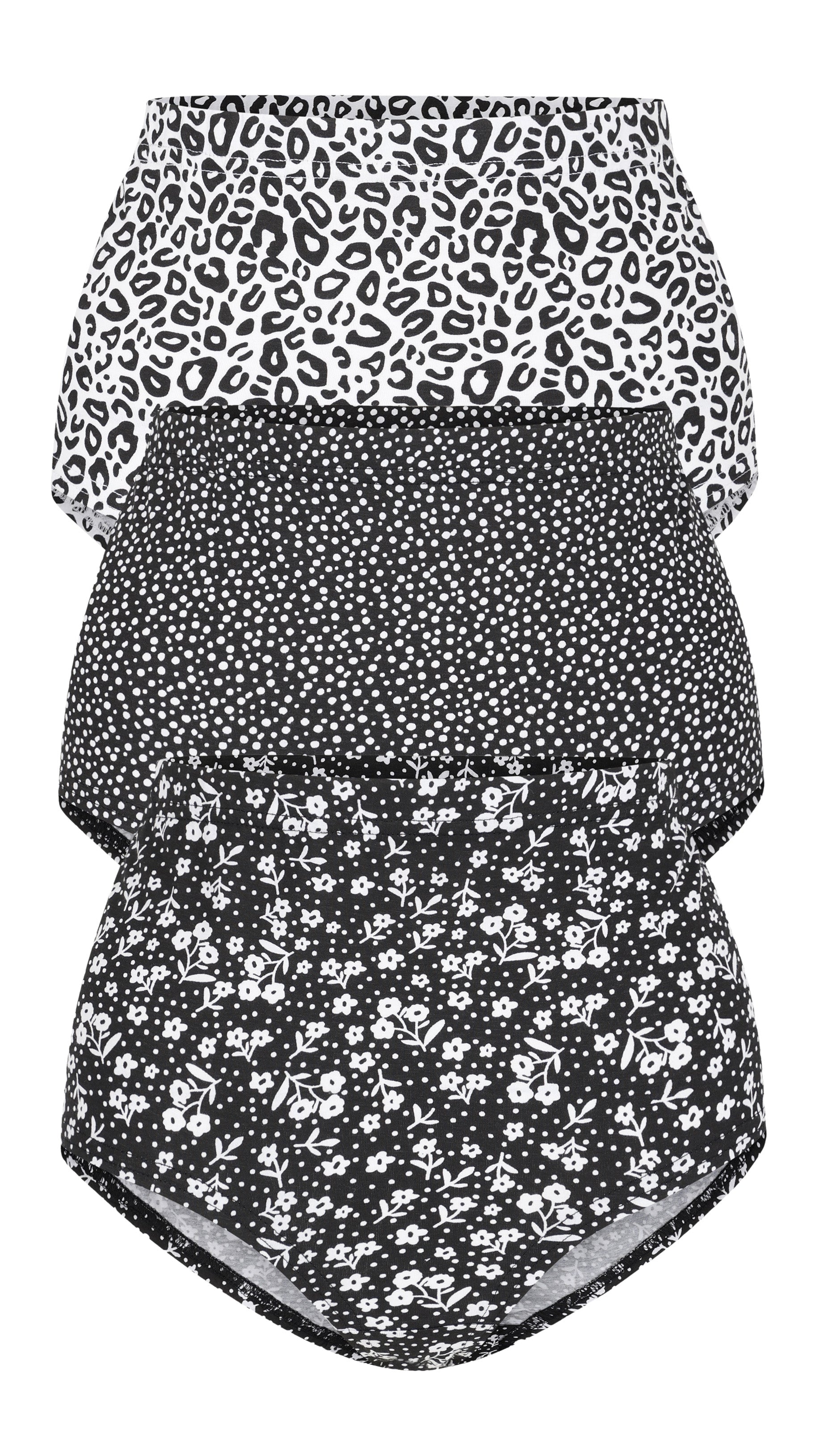 CurveWow 3 Pack Printed Briefs Black Print