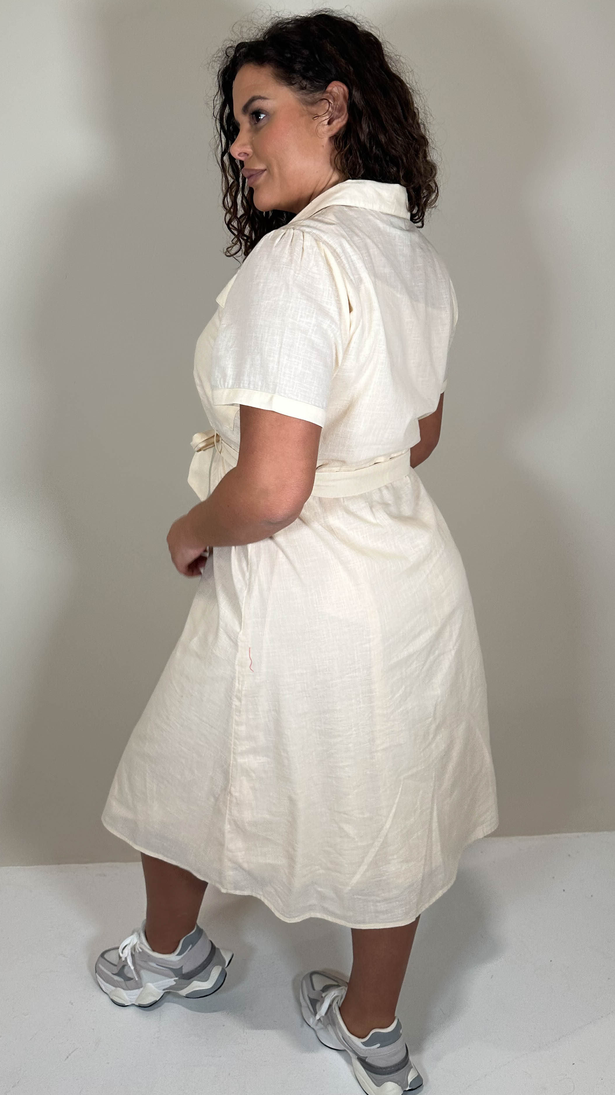 CurveWow SS Pocket Utility Dress Beige