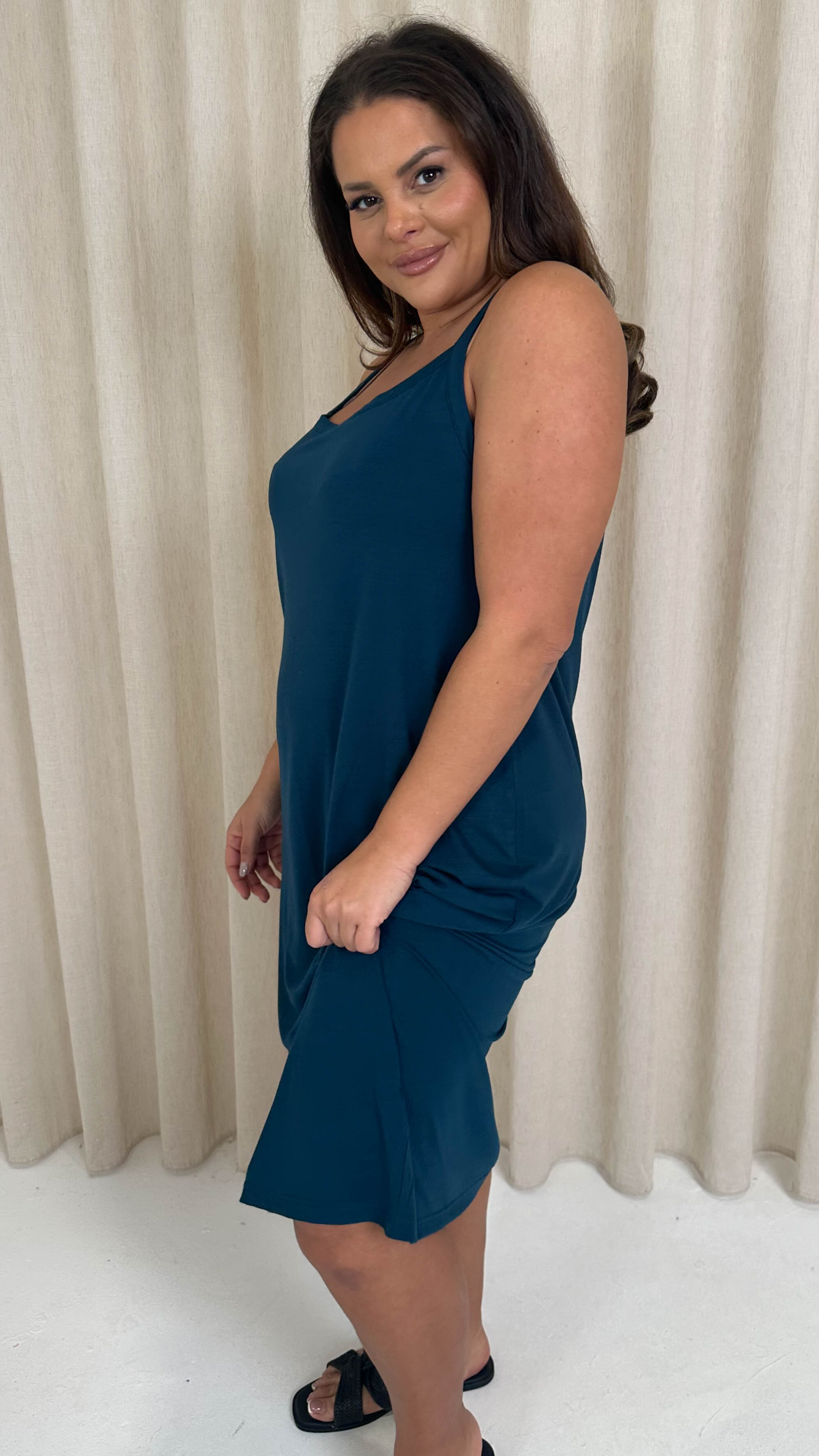 CurveWow Basic Midi Dress Teal