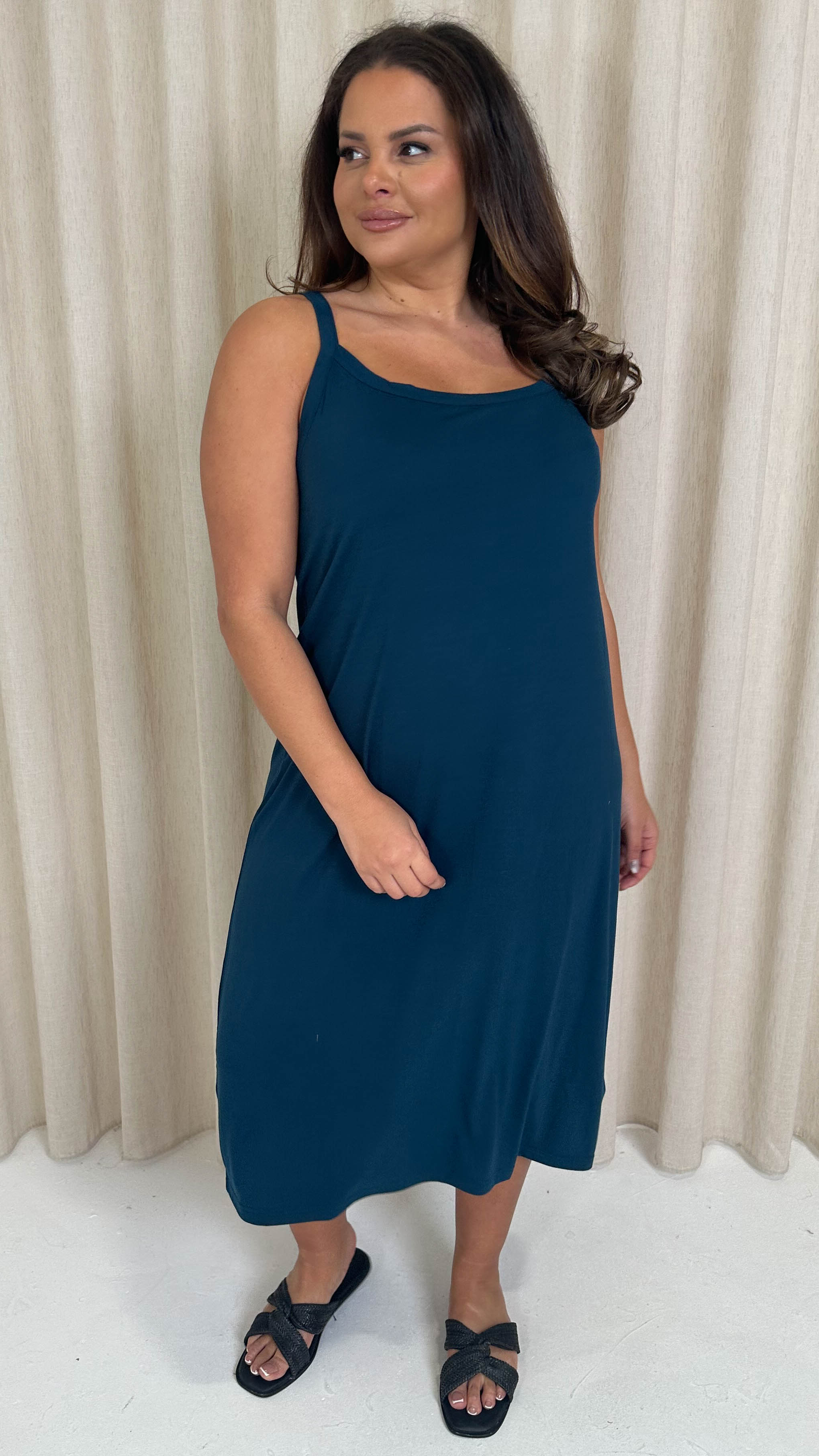 CurveWow Basic Midi Dress Teal