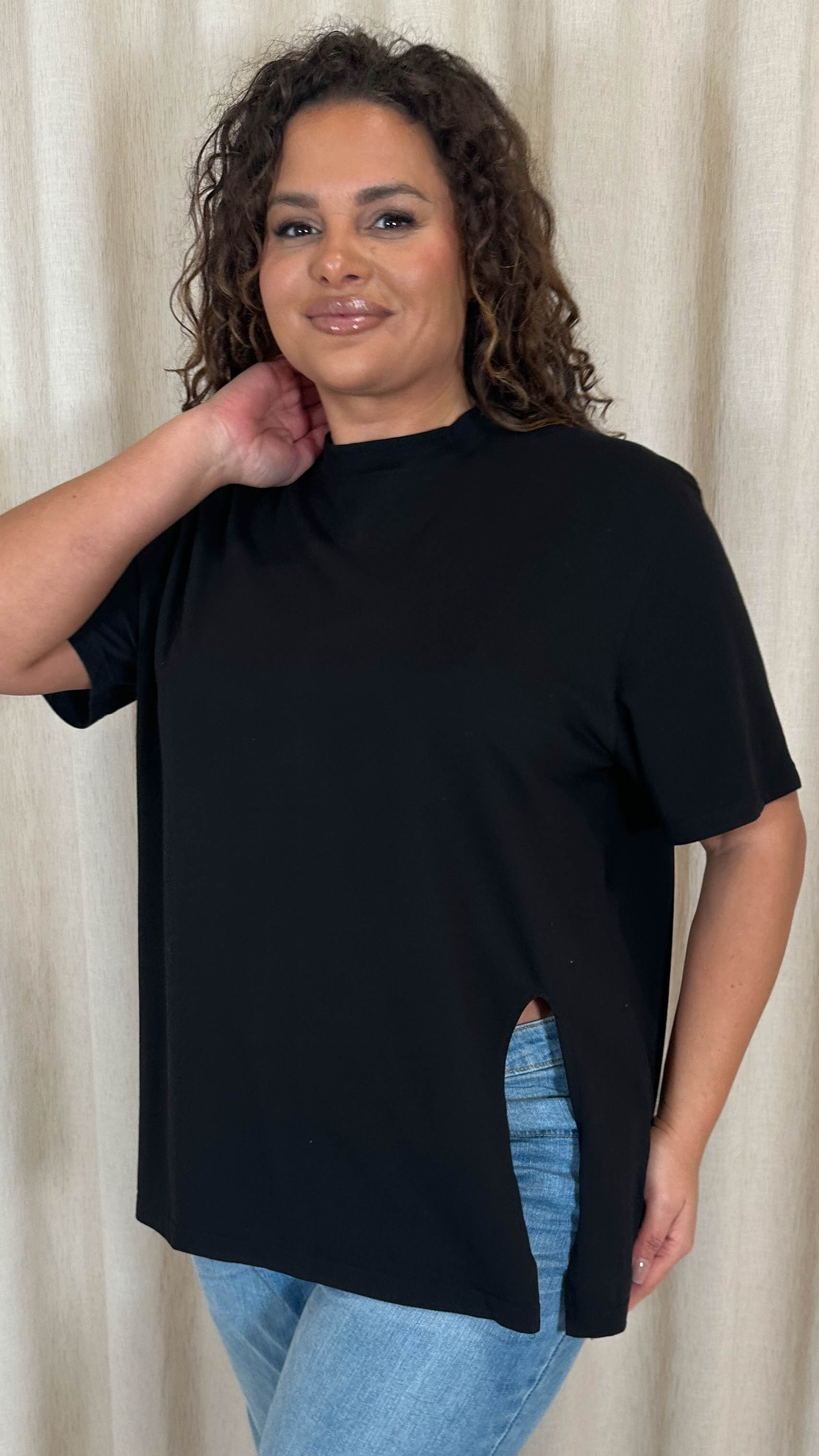 CurveWow Side Split T-shirt Black