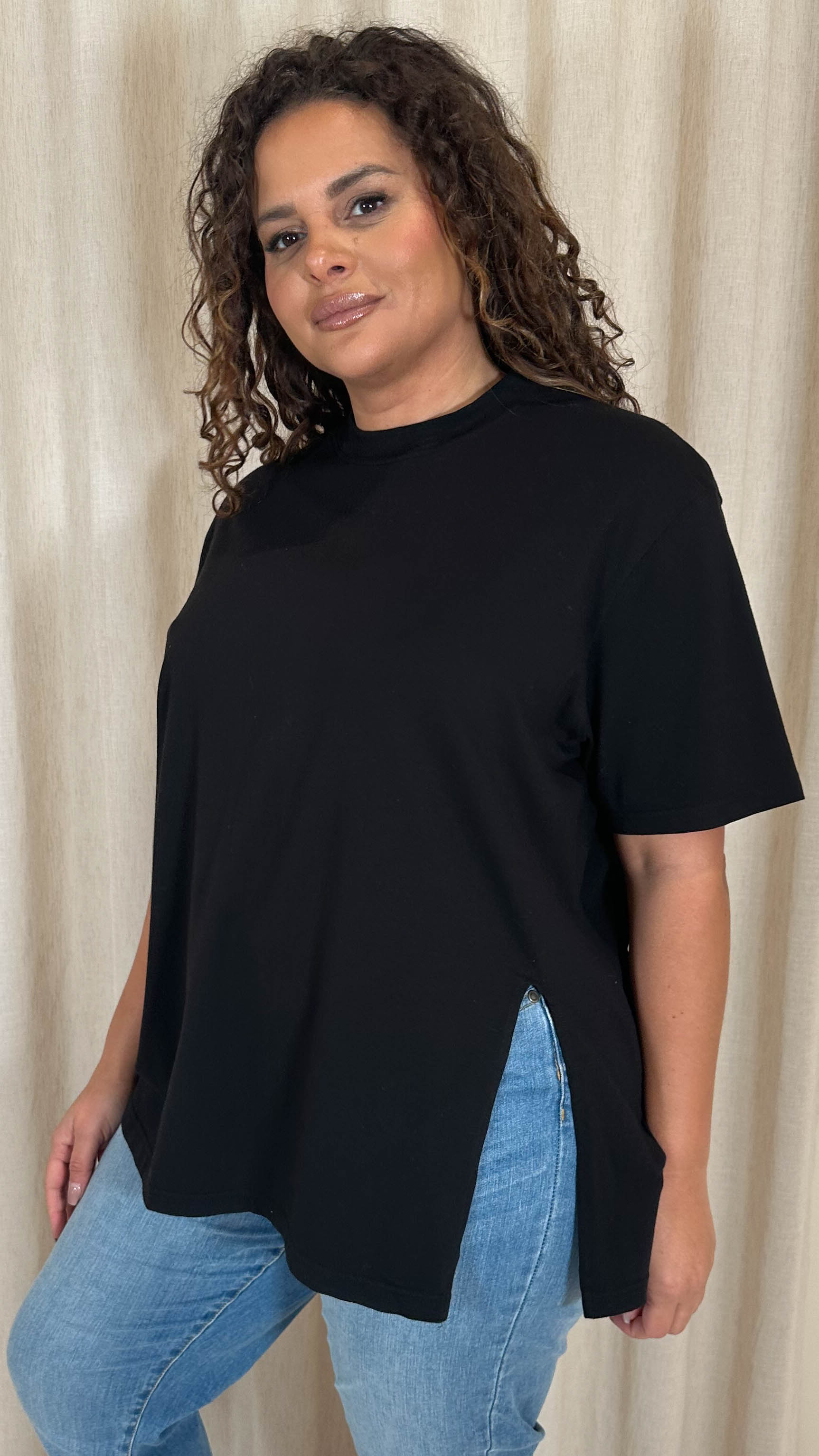 CurveWow Side Split T-shirt Black