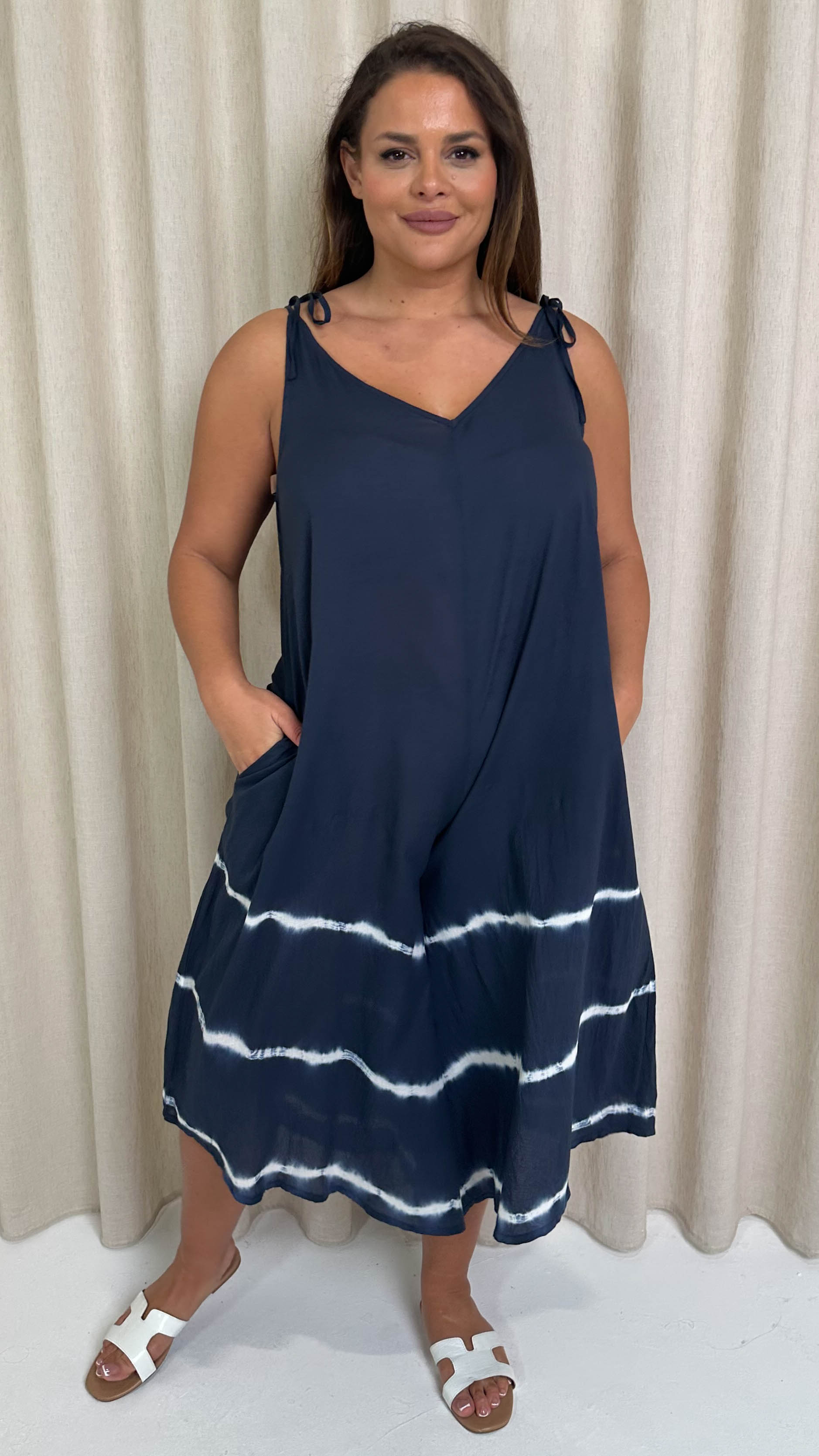 CurveWow Tye Dye Jumpsuit Navy