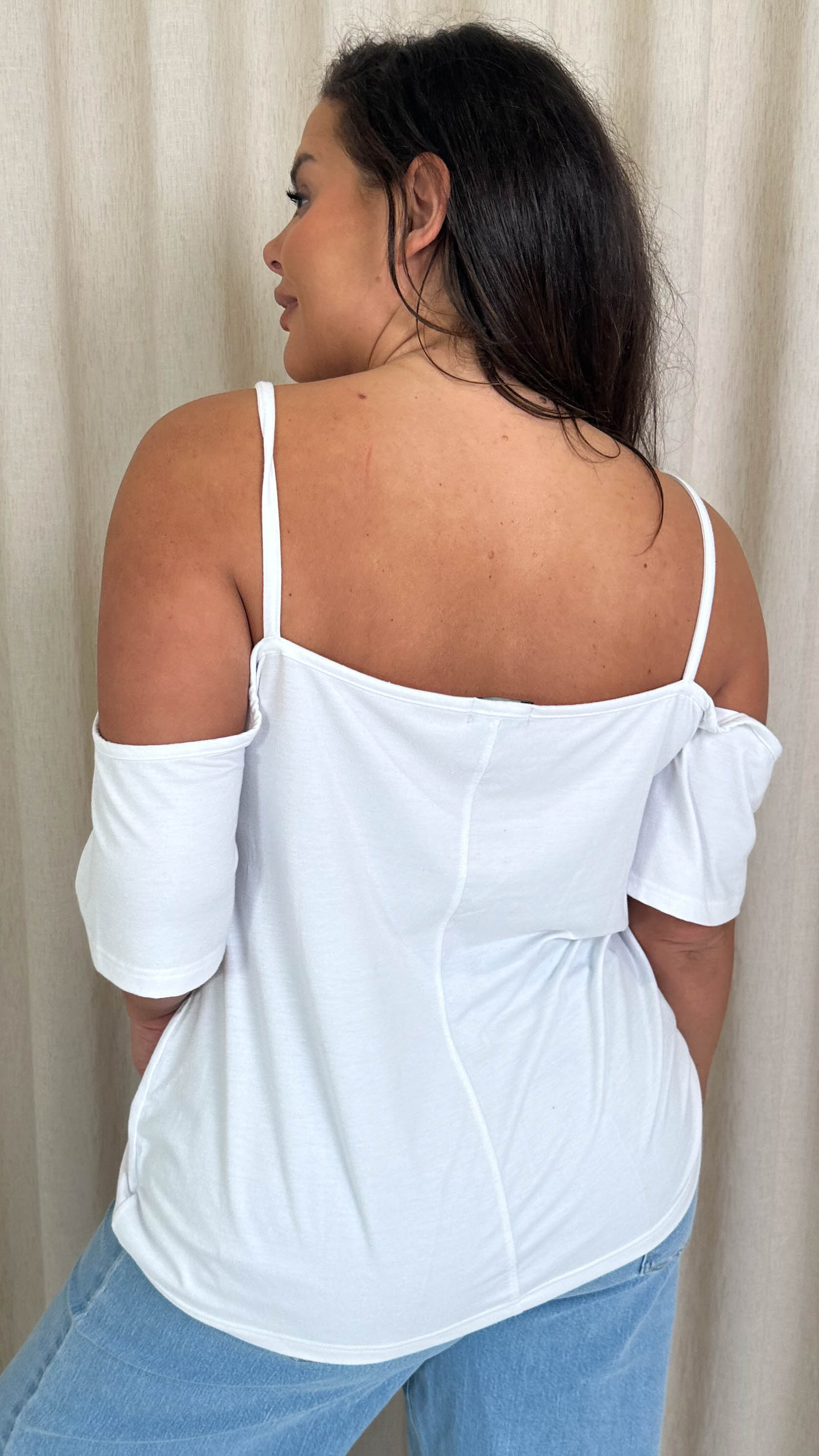 CurveWow Cold Shoulder Top White