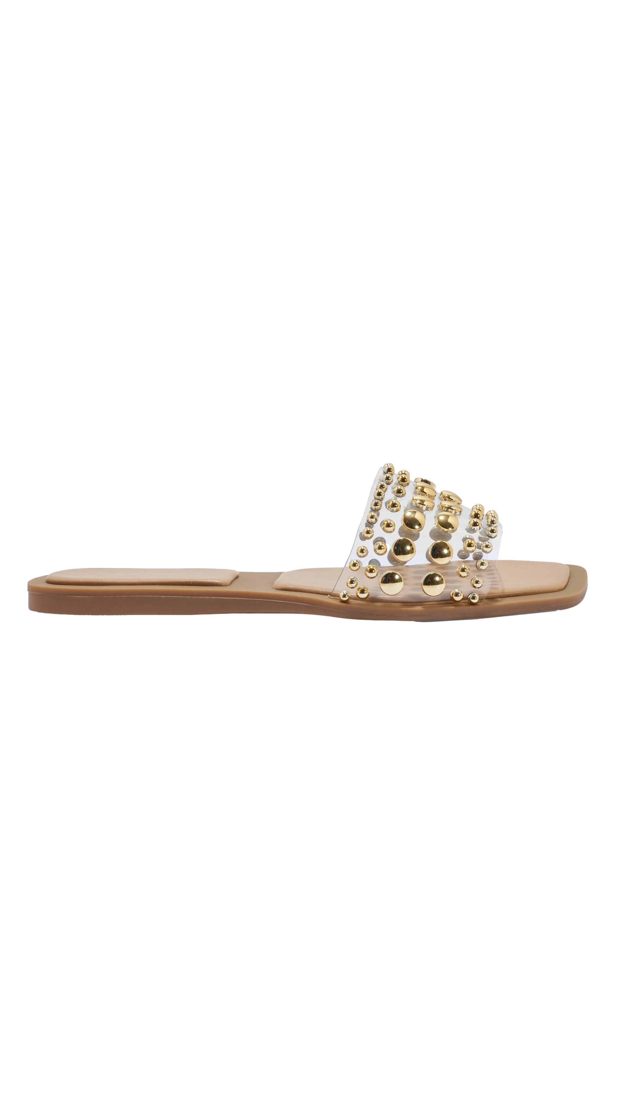Clear Studded Mule Sandal Transparent