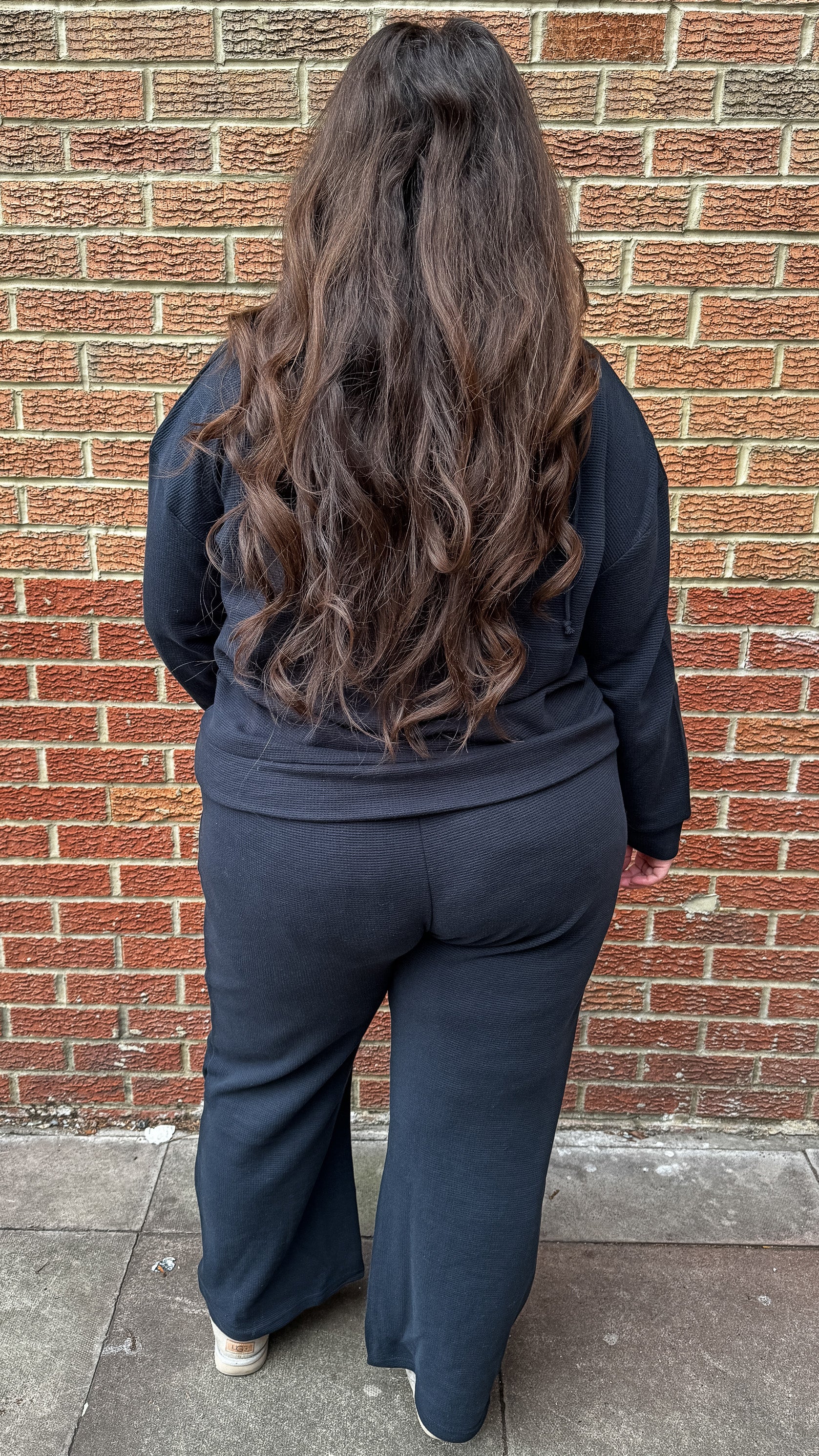 CurveWow Waffle Loungewear Hoodie Navy