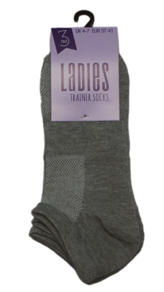 3 Pack Trainer Socks Grey Marl