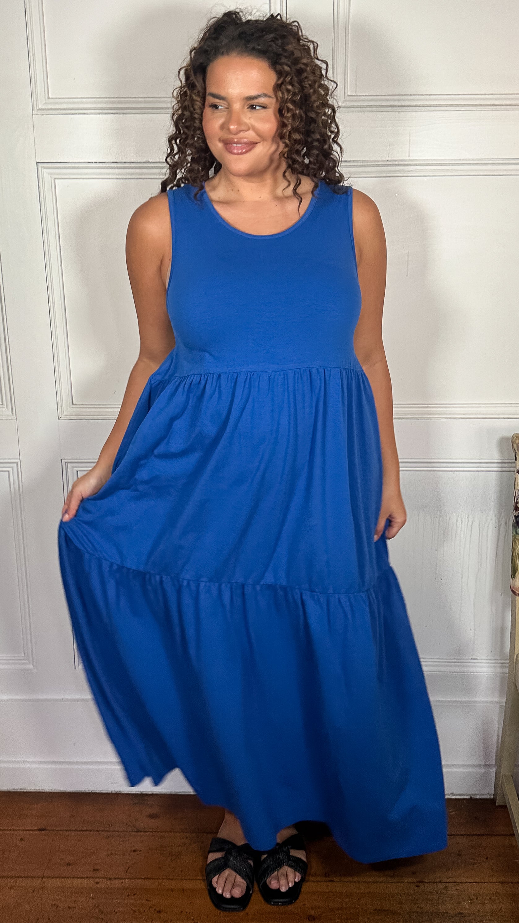 CurveWow Tiered Sundress Cobalt Blue