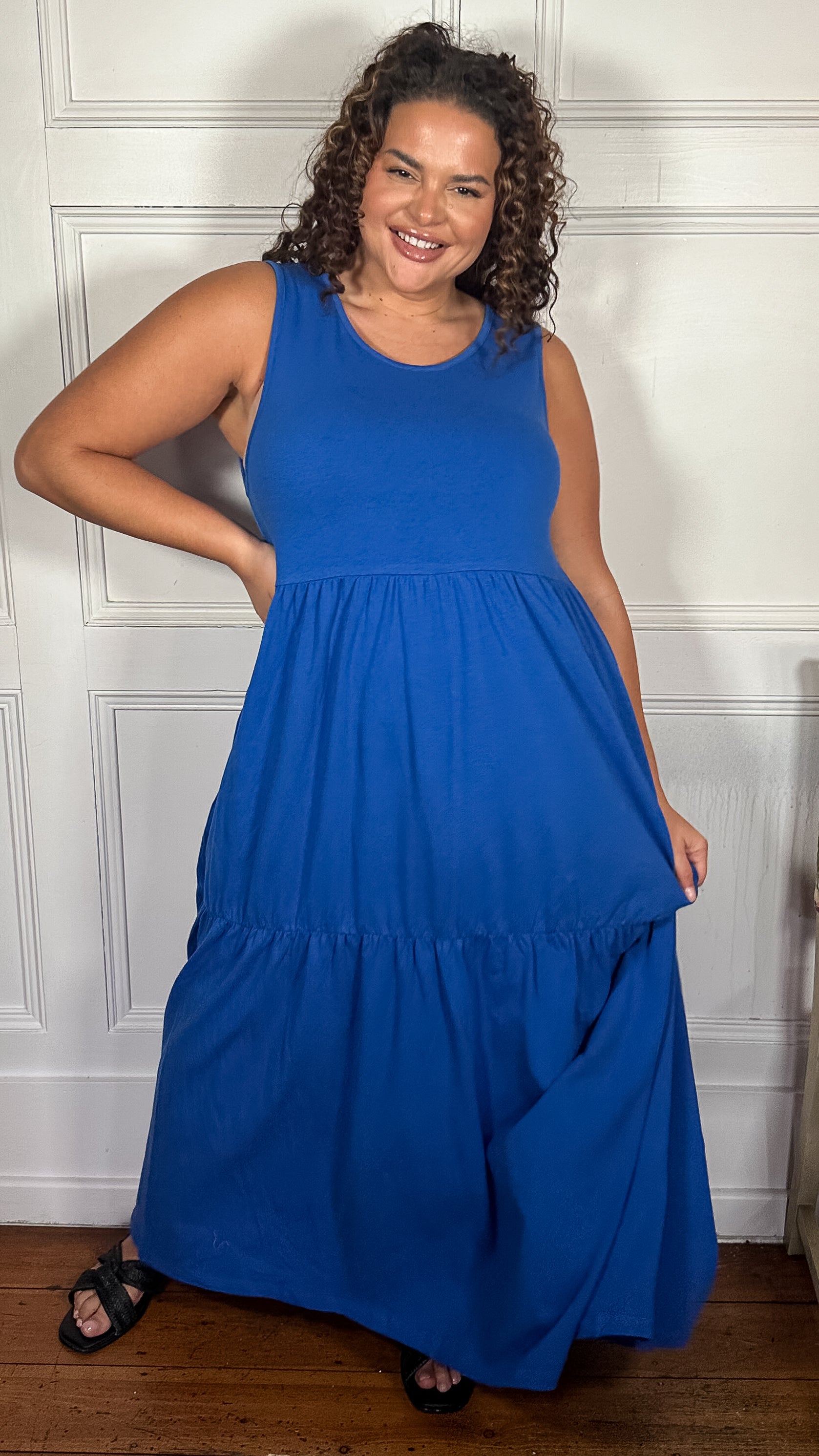CurveWow Tiered Sundress Cobalt Blue
