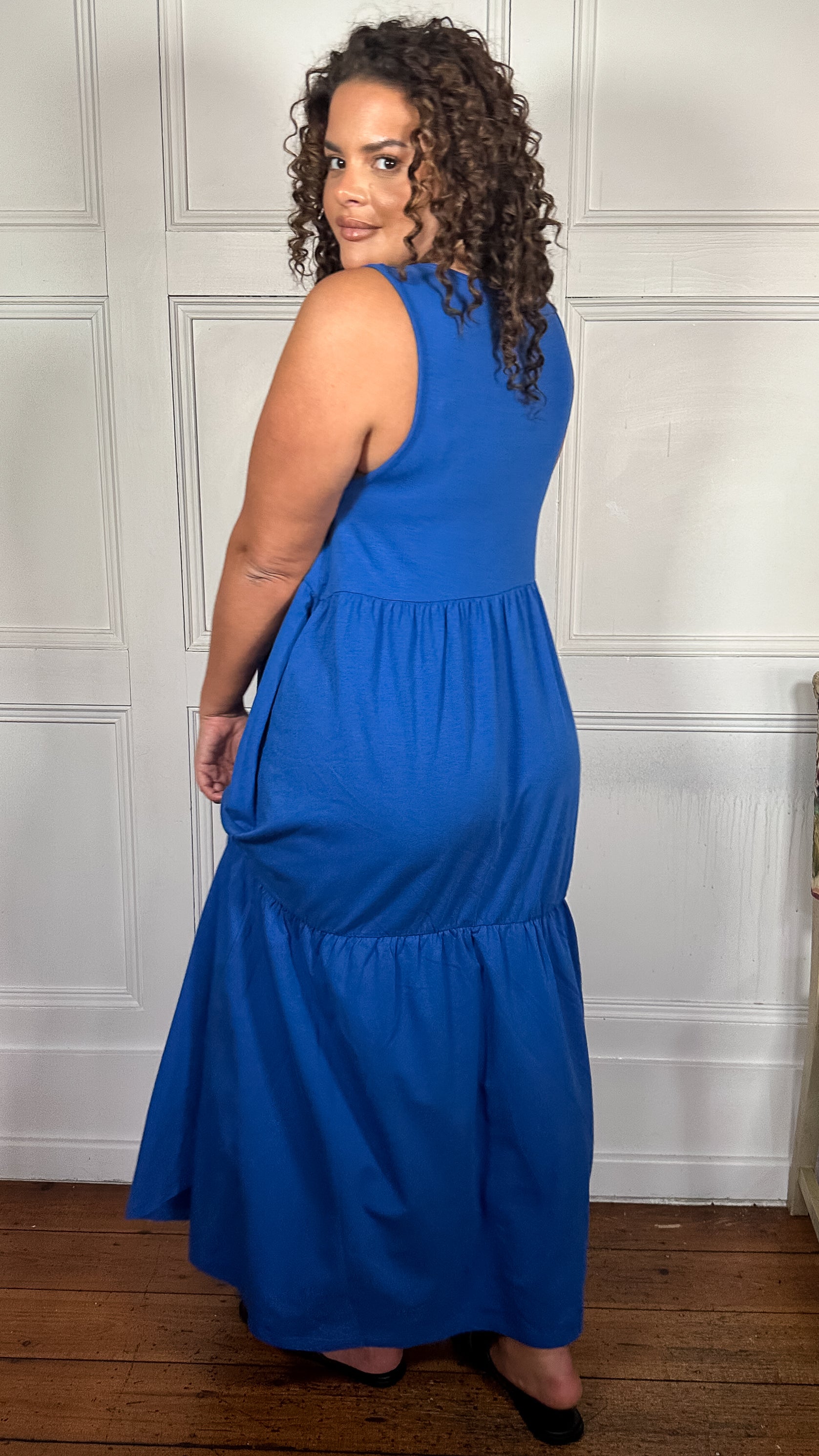 CurveWow Tiered Sundress Cobalt Blue