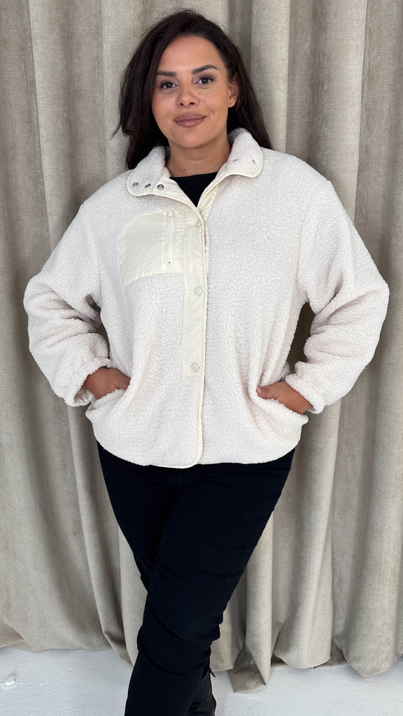 Outerwear White Teddy Borg Coat Threadbare Mid Length Teddy Borg