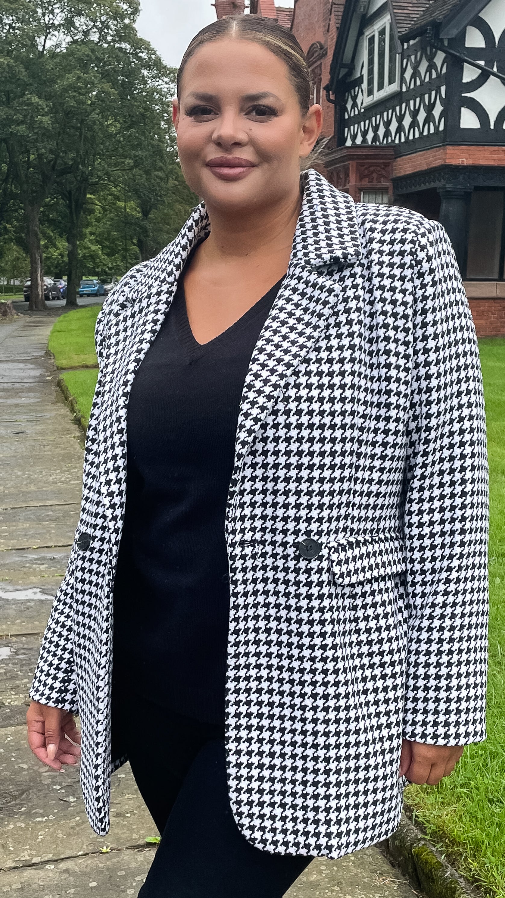 CurveWow Double Breasted Jacket Dogtooth