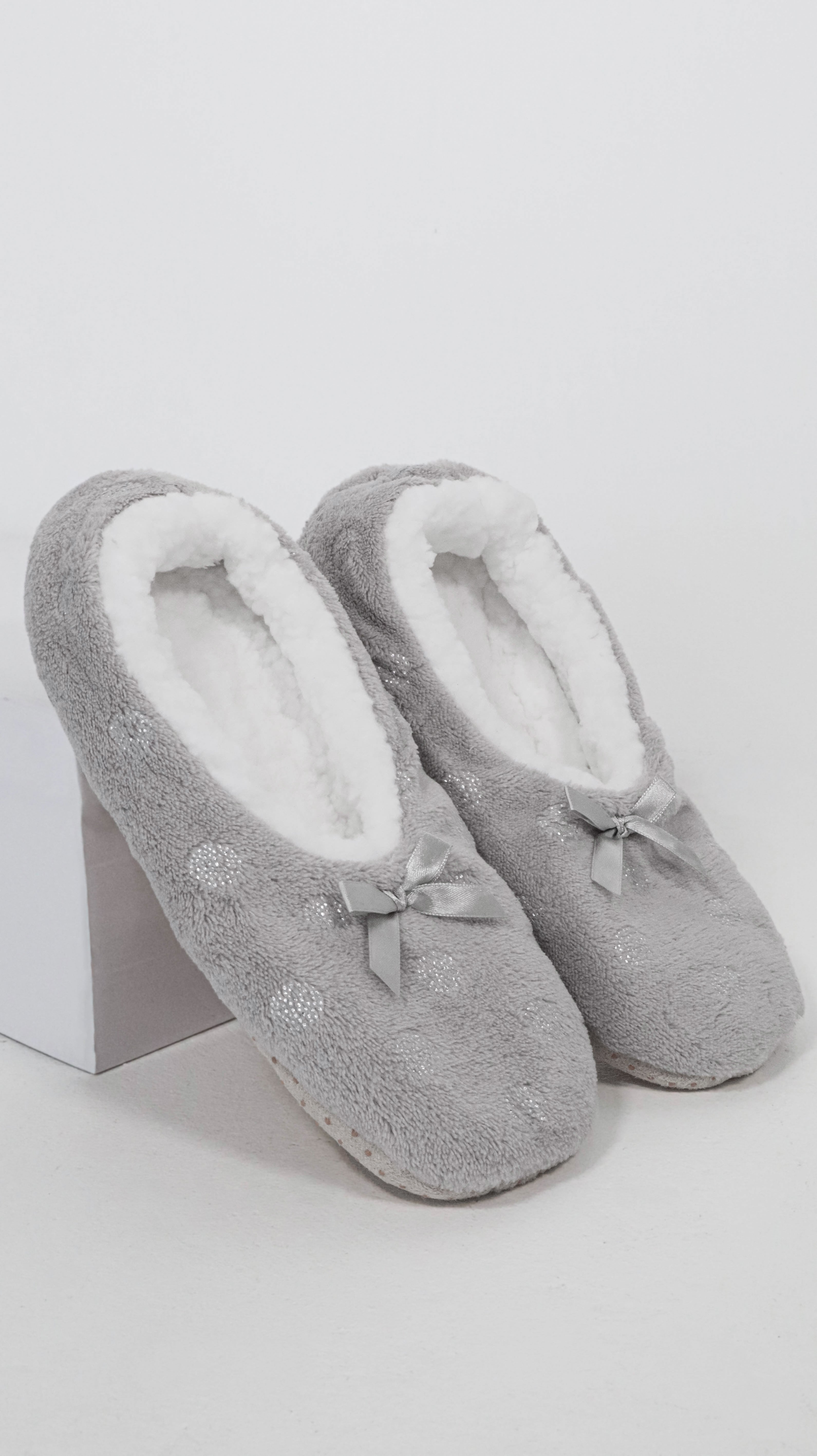 Sherpa Lined Cosy Slipper Socks Light Grey