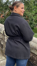 CurveWow Short Coat With Belt Black