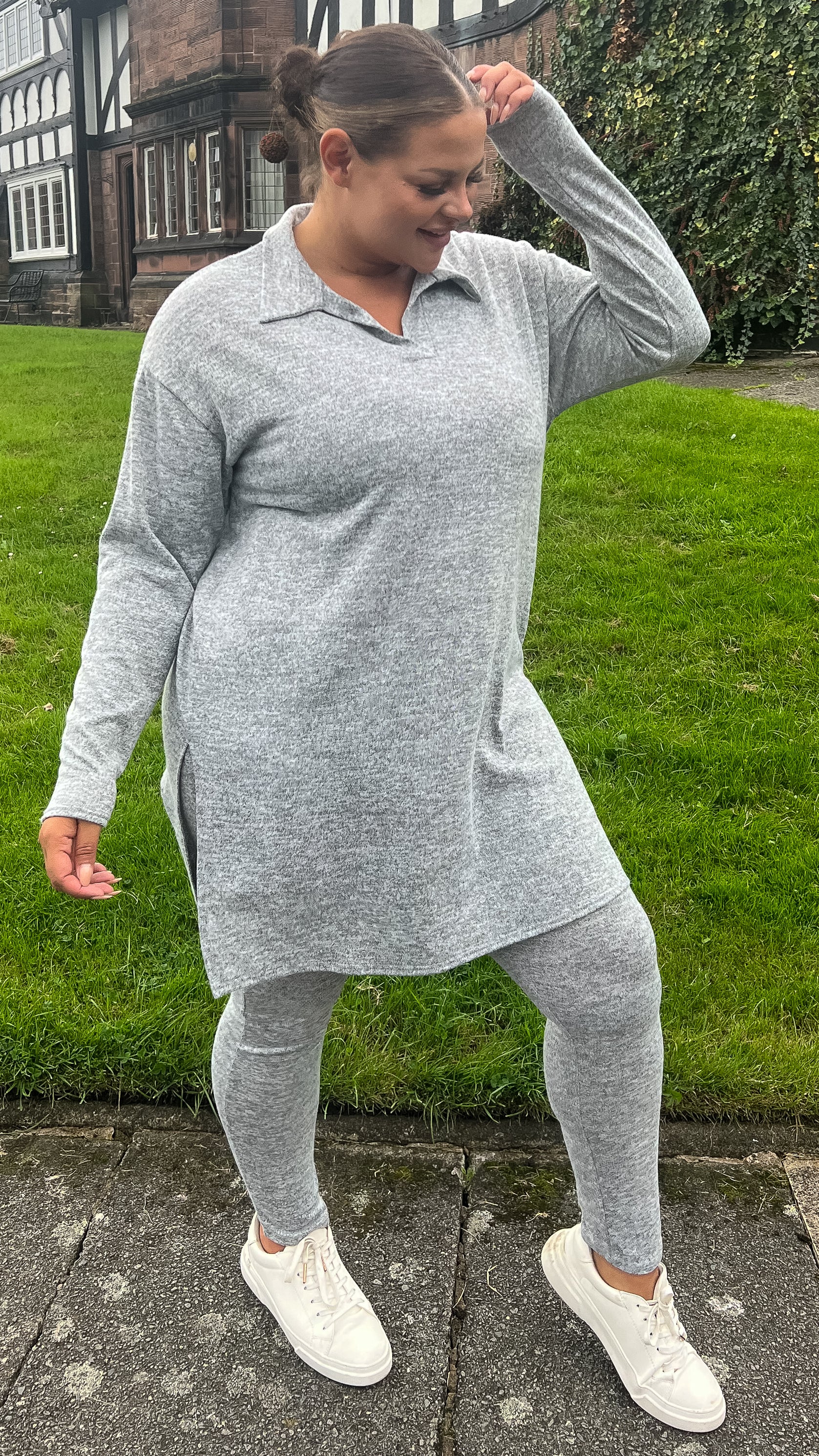 CurveWow Collared Tunic Grey Marl