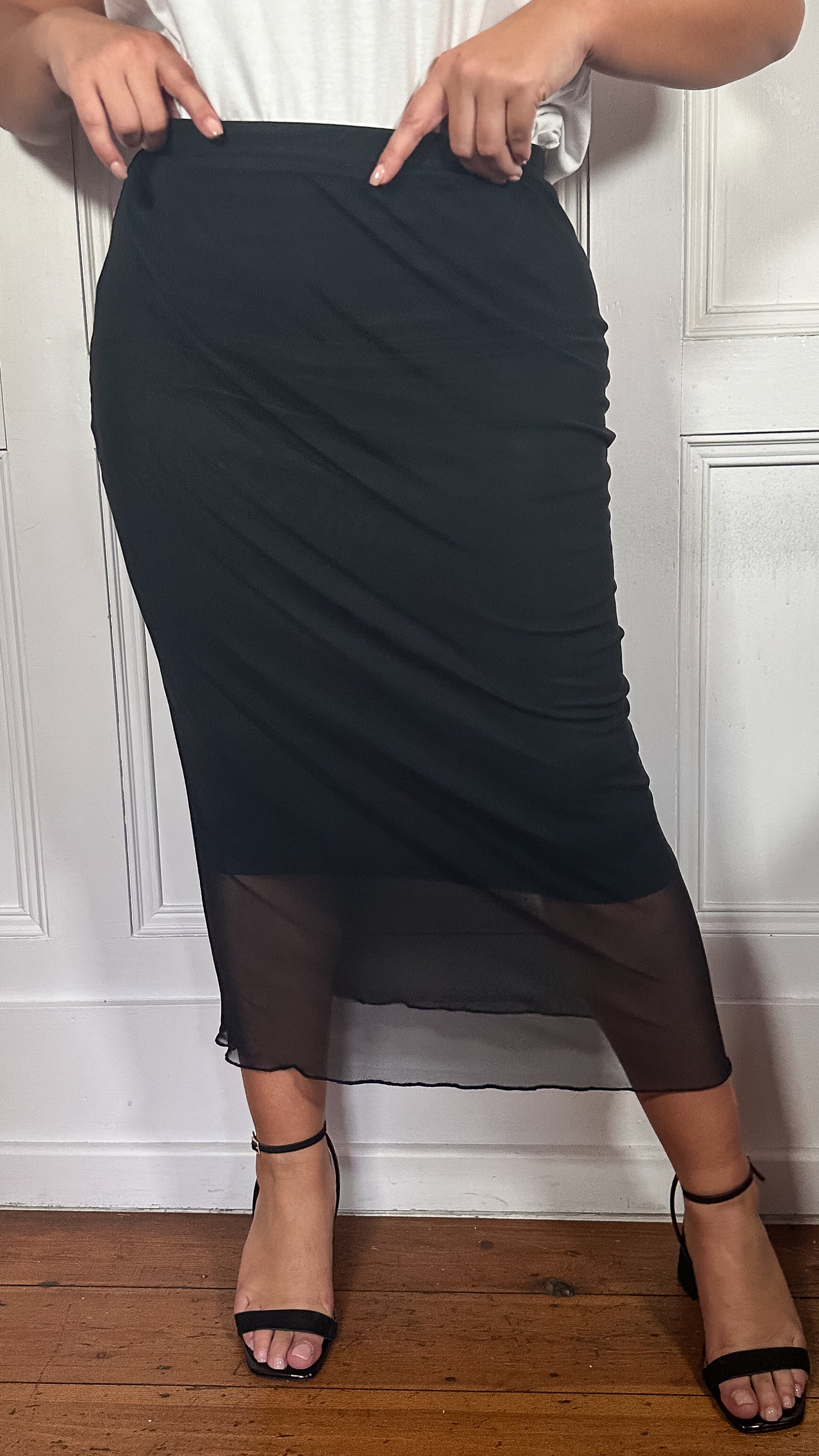 CurveWow Mesh Pencil Skirt Black