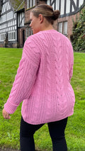 CurveWow Cable Knit Jumper Pink