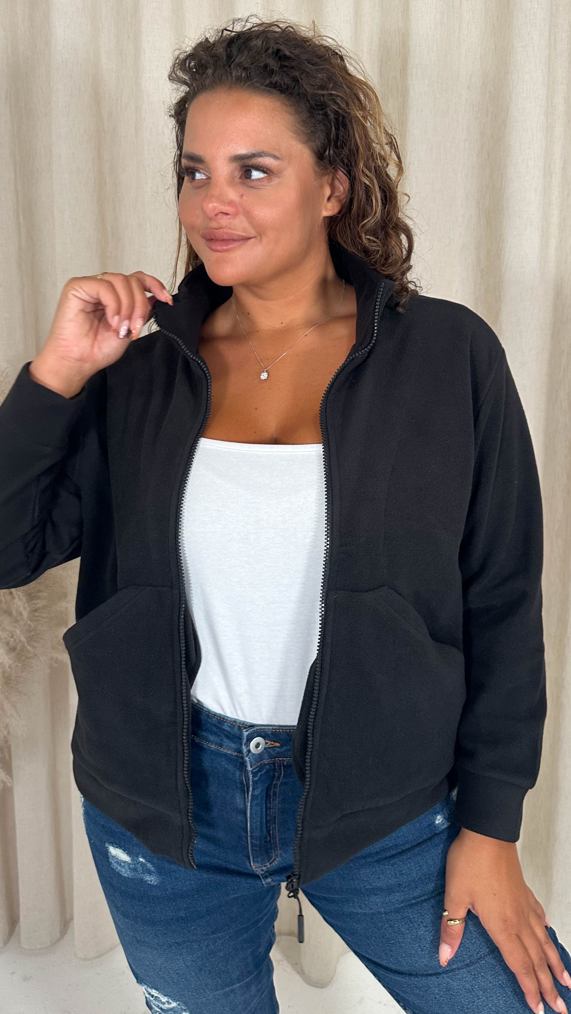 CurveWow Polar Fleece Jacket Black