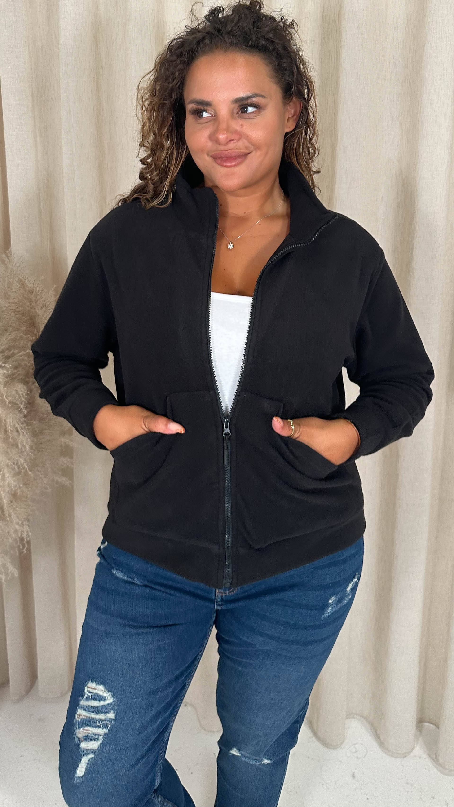 CurveWow Polar Fleece Jacket Black