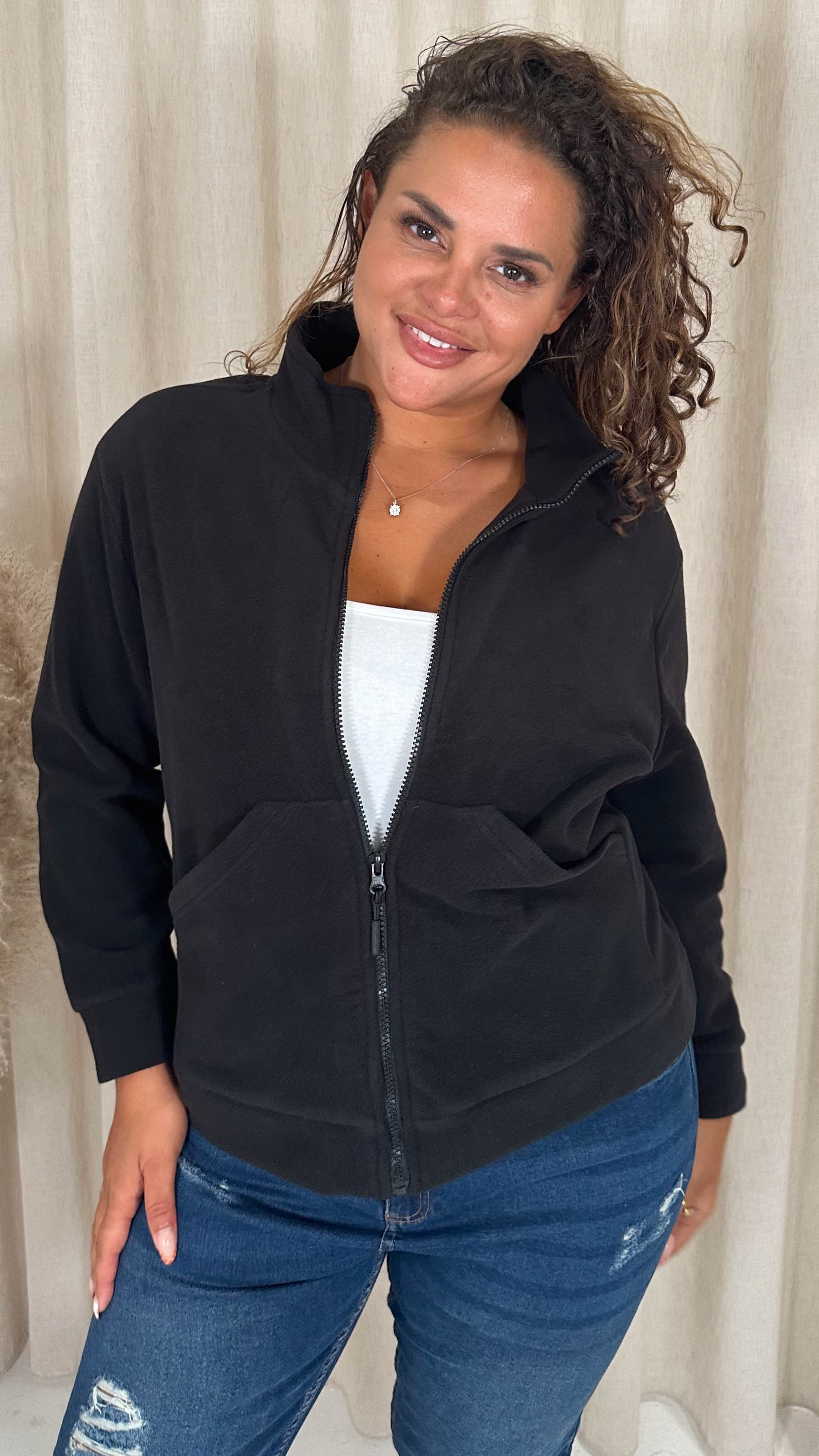 CurveWow Polar Fleece Jacket Black