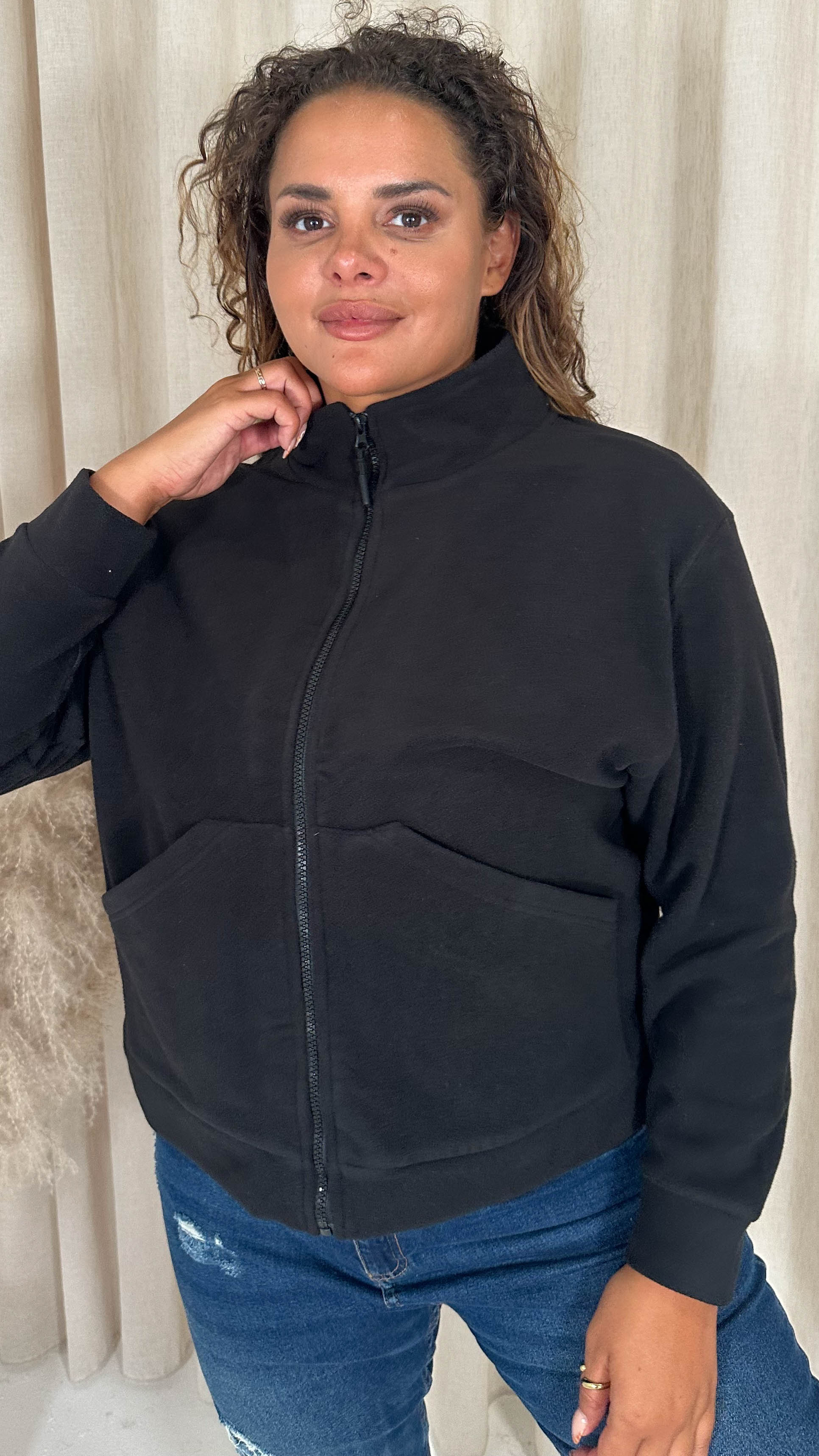 CurveWow Polar Fleece Jacket Black