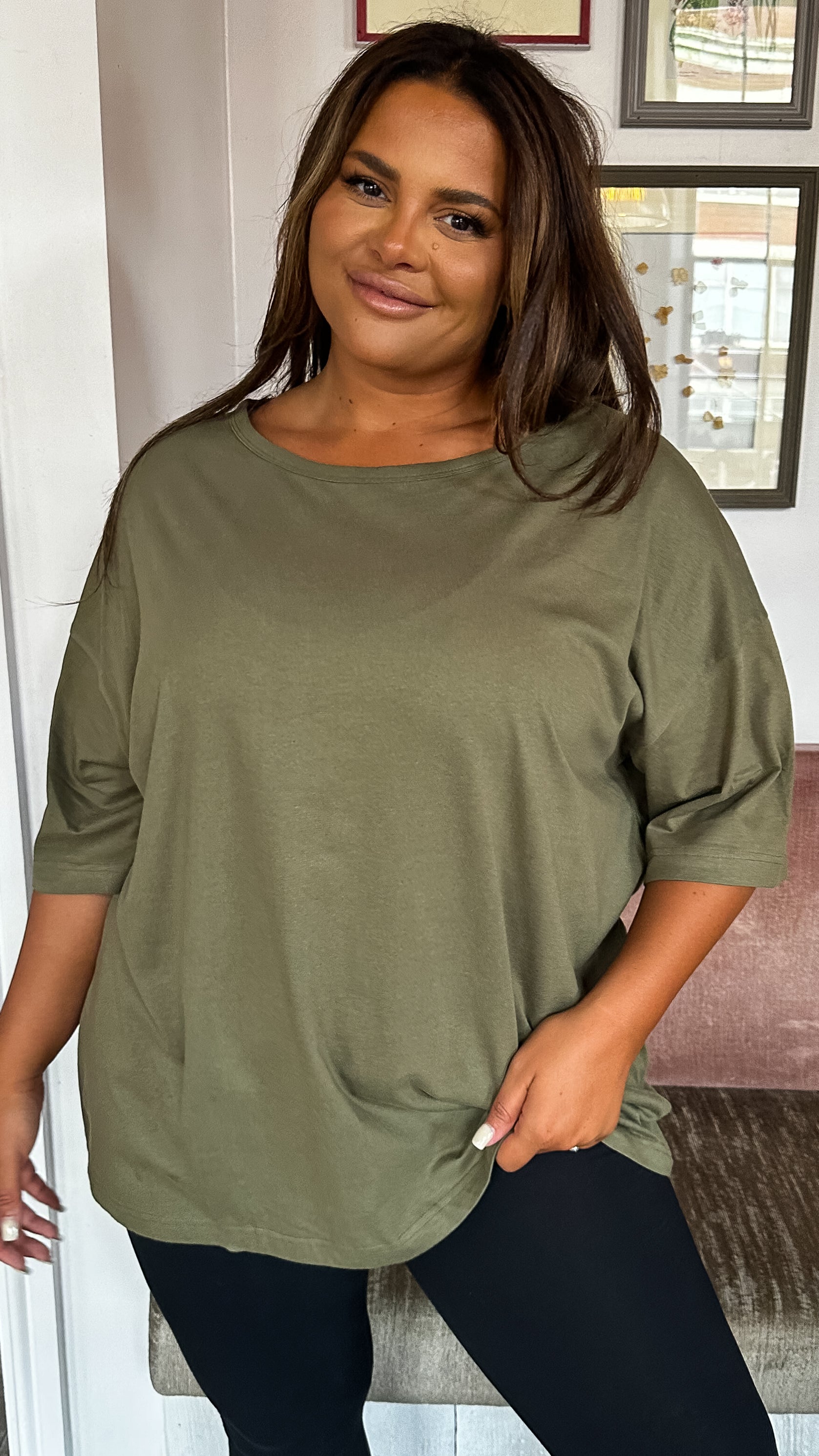 CurveWow Oversized Basic T-Shirt Khaki