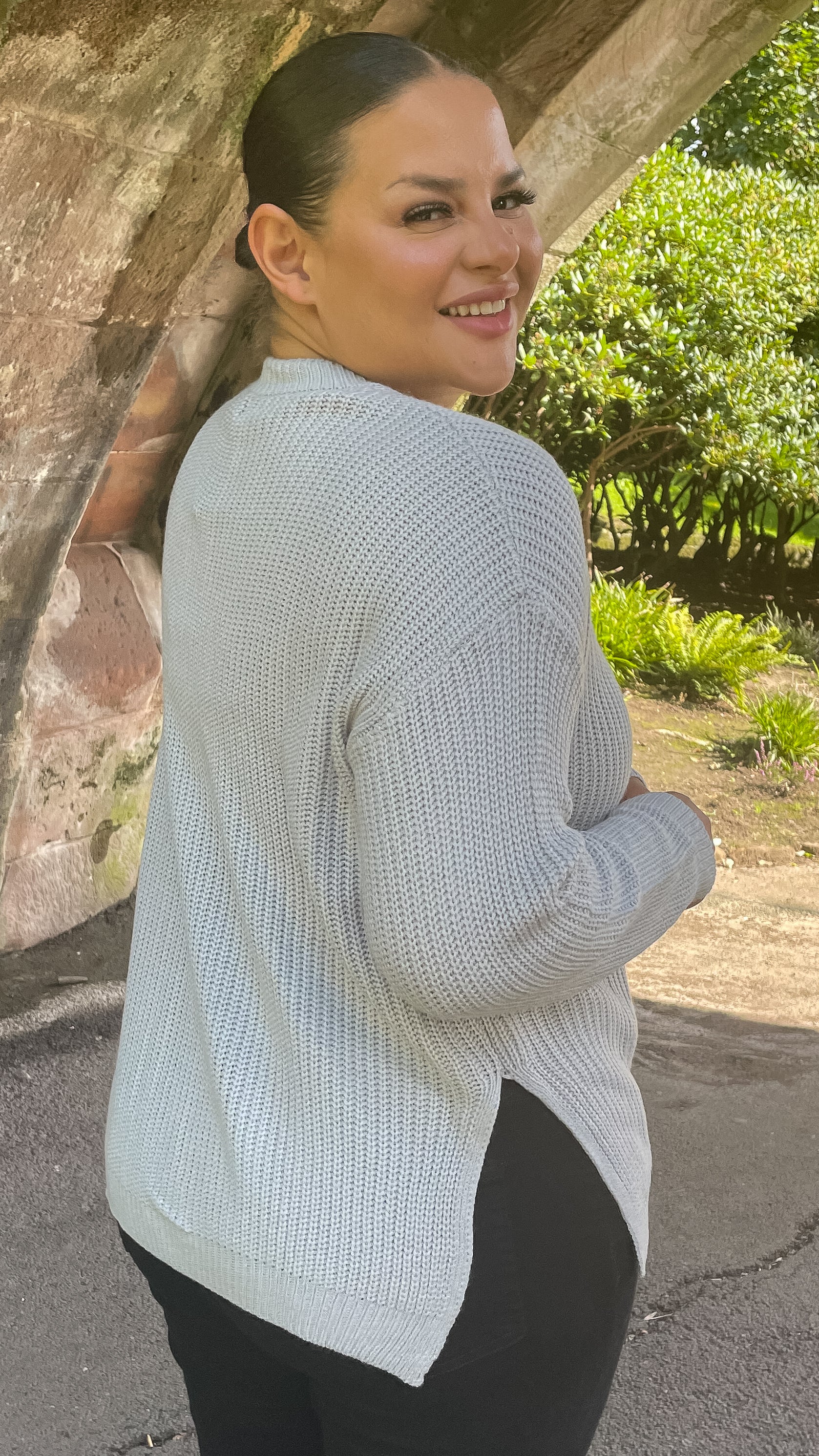 CurveWow Cut Out Tunic Jumper Grey