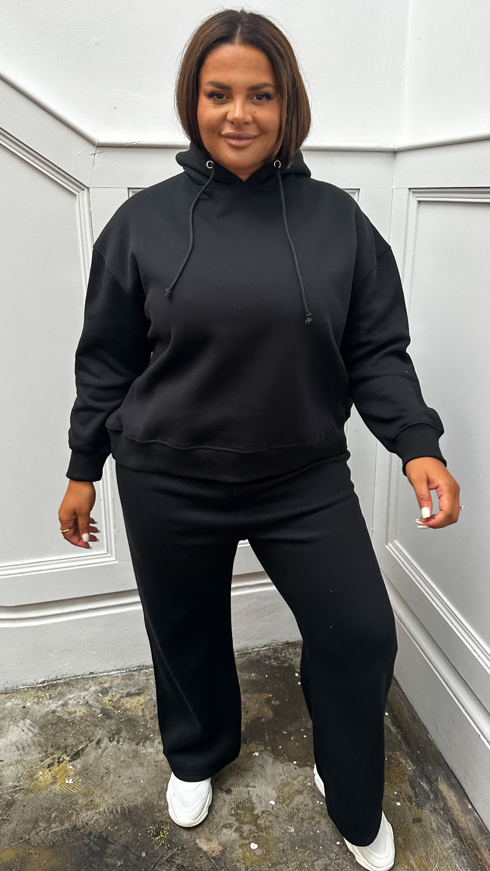 CurveWow Fleece Straight Leg Jogger Black
