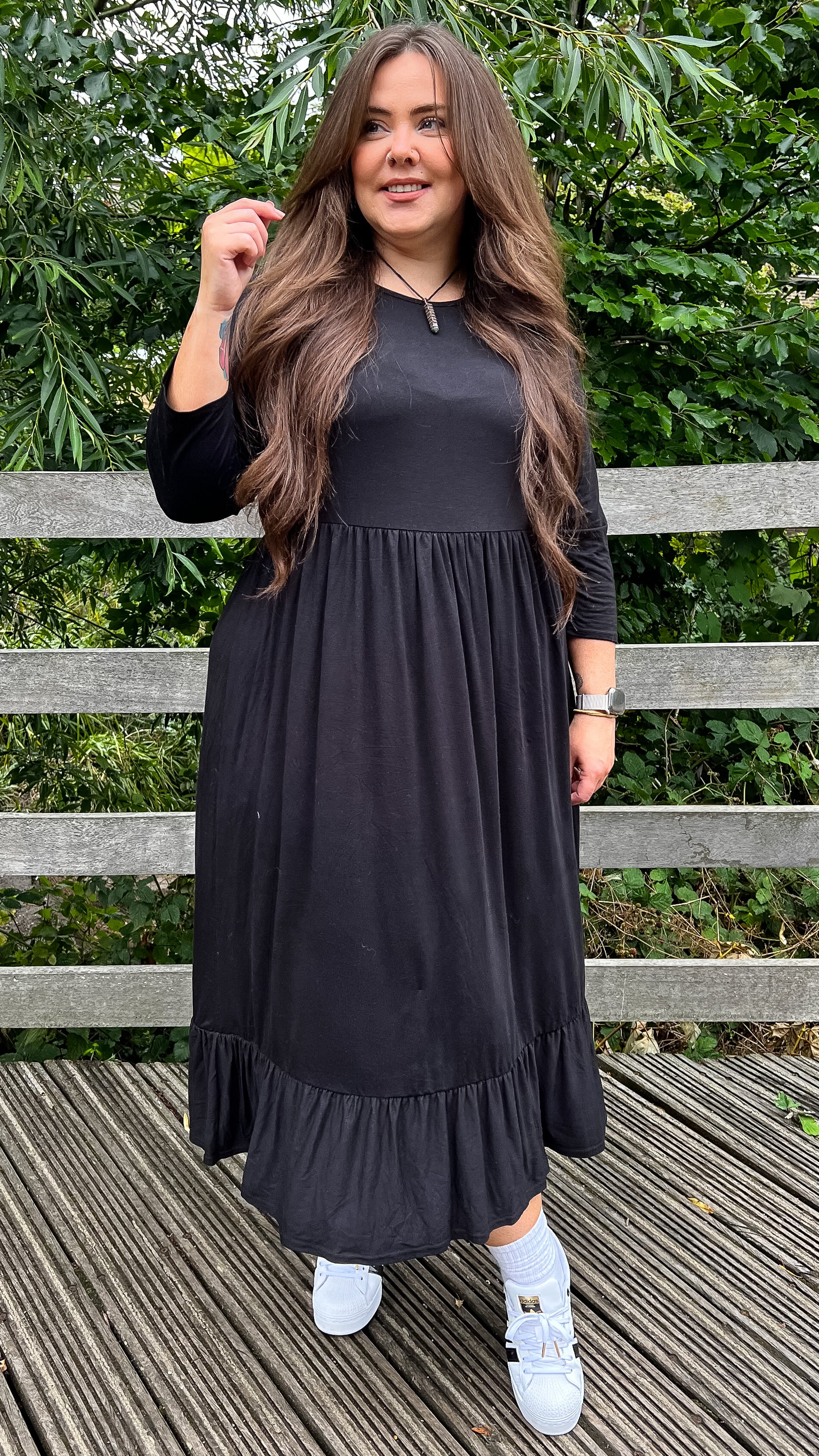 CurveWow Tiered Smock Dress Black