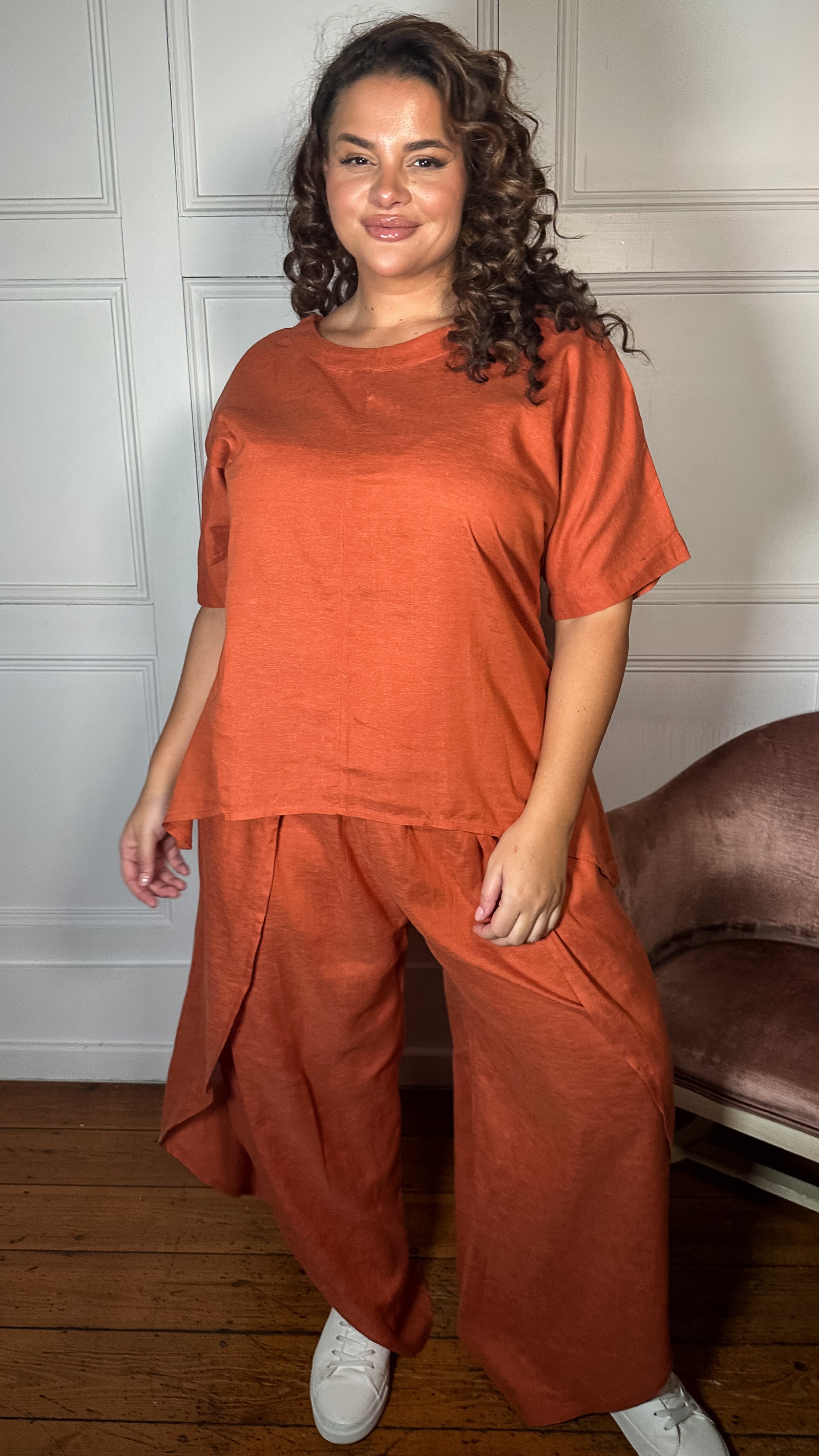 CurveWow Split Hem Wrap Trouser Rust