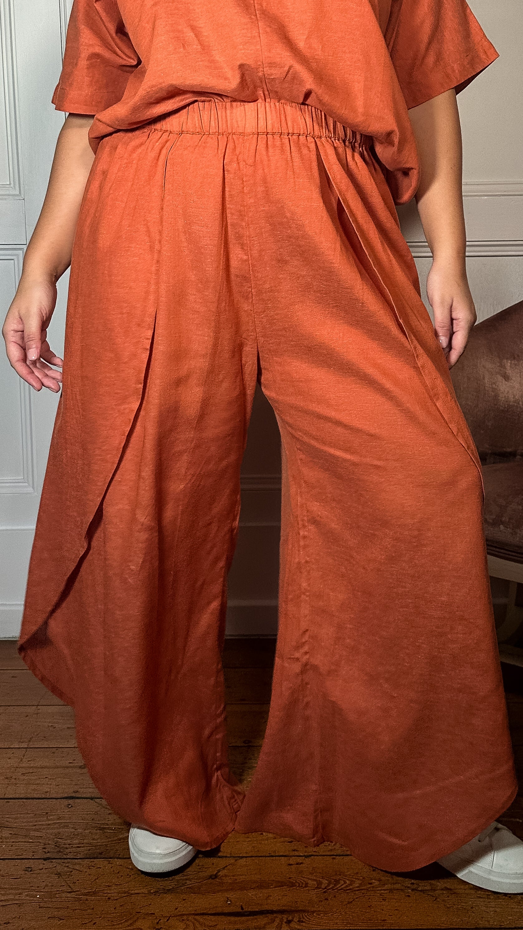 CurveWow Split Hem Wrap Trouser Rust