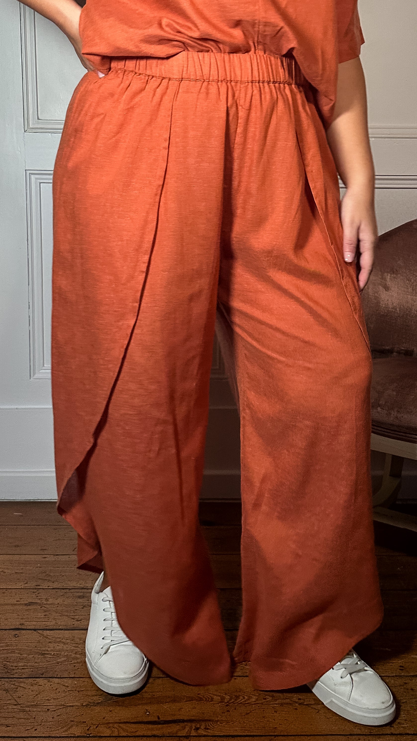 CurveWow Split Hem Wrap Trouser Rust