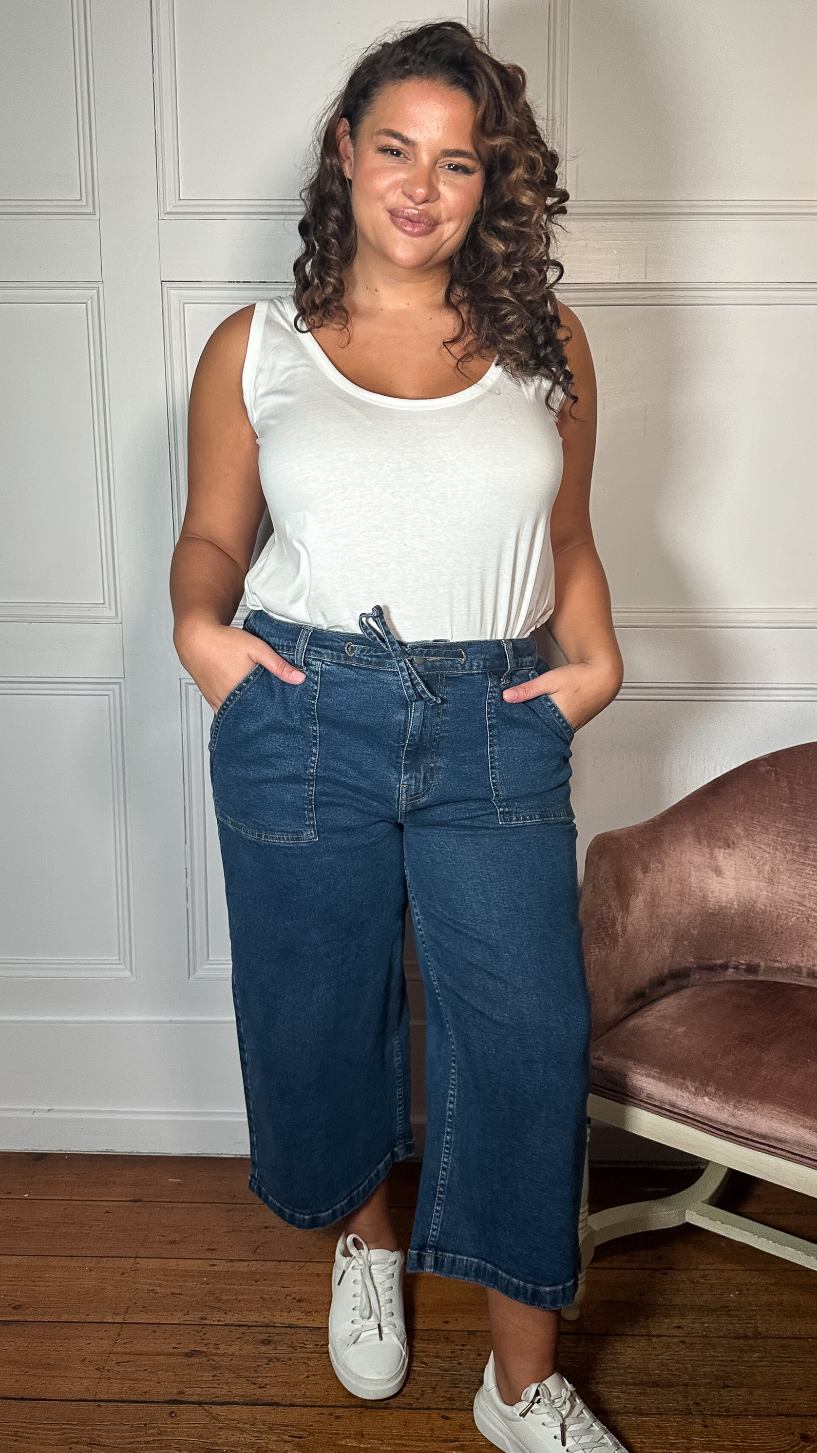 CurveWow Denim Culotte Mid Wash