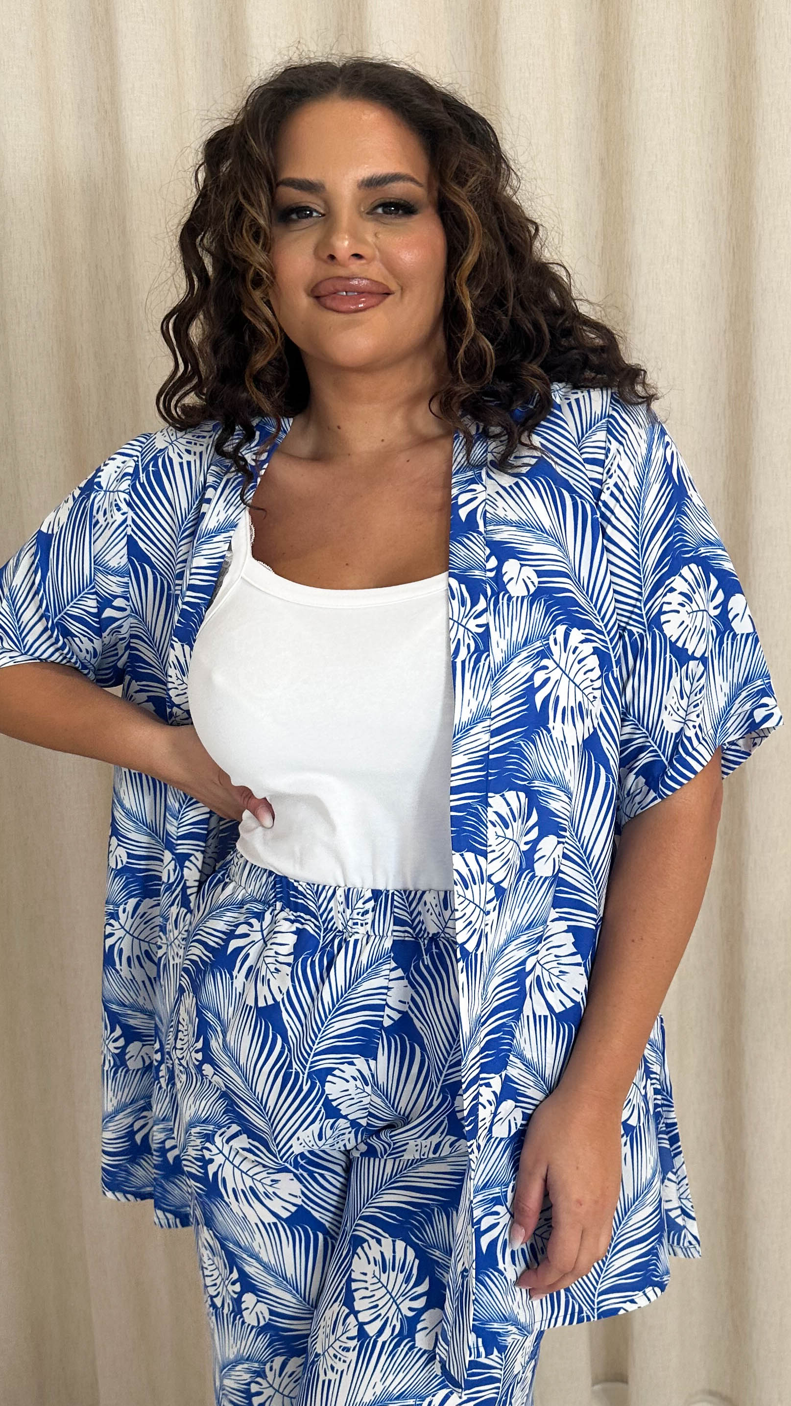 CurveWow Short Kimono Blue Tropical