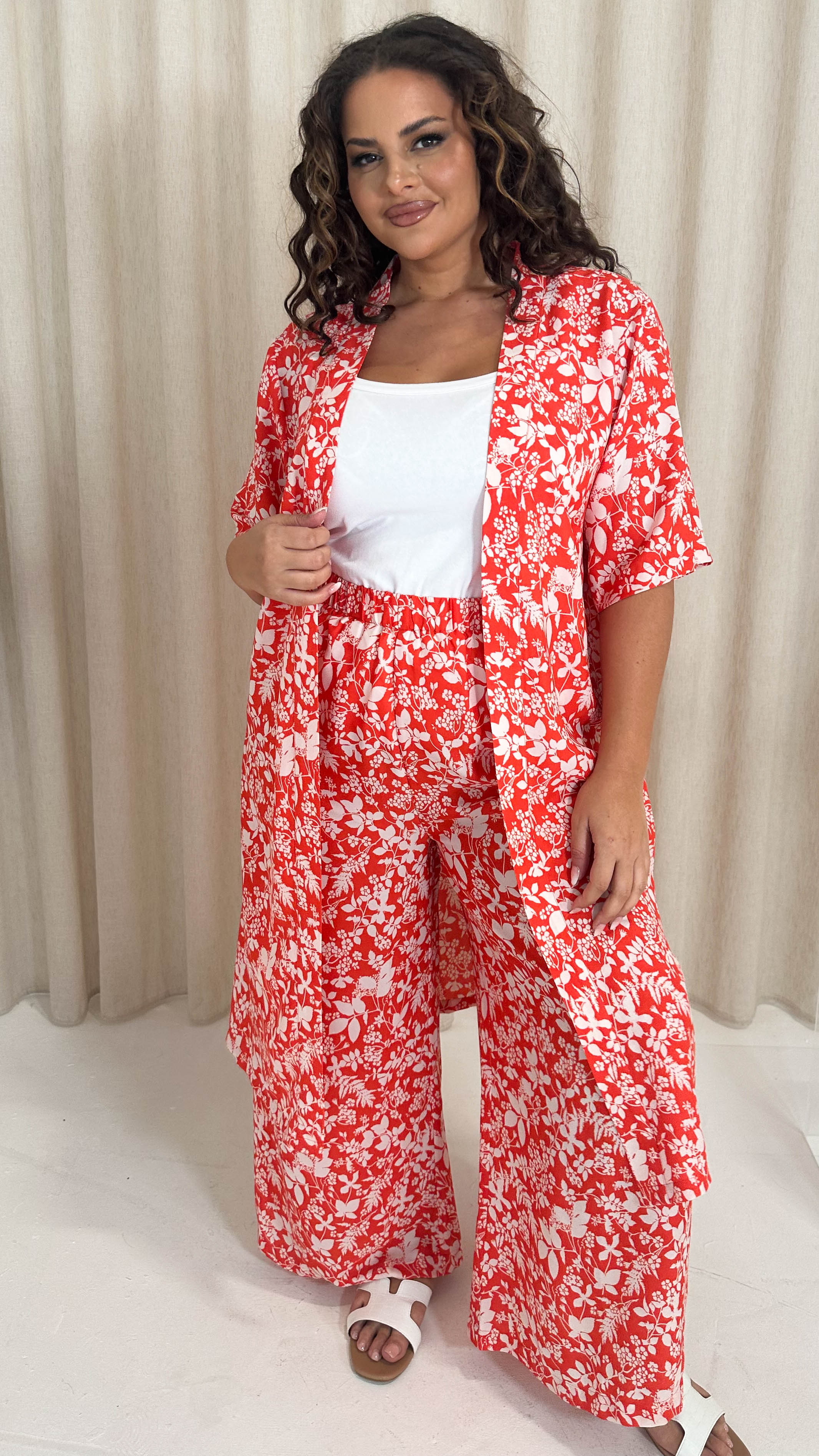 CurveWow Wideleg Trouser Red Floral