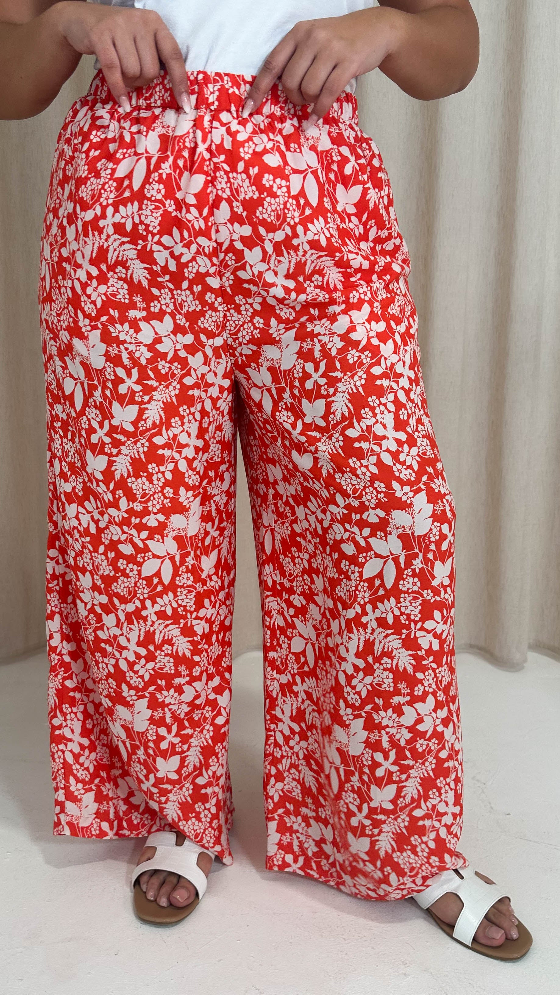CurveWow Wideleg Trouser Red Floral