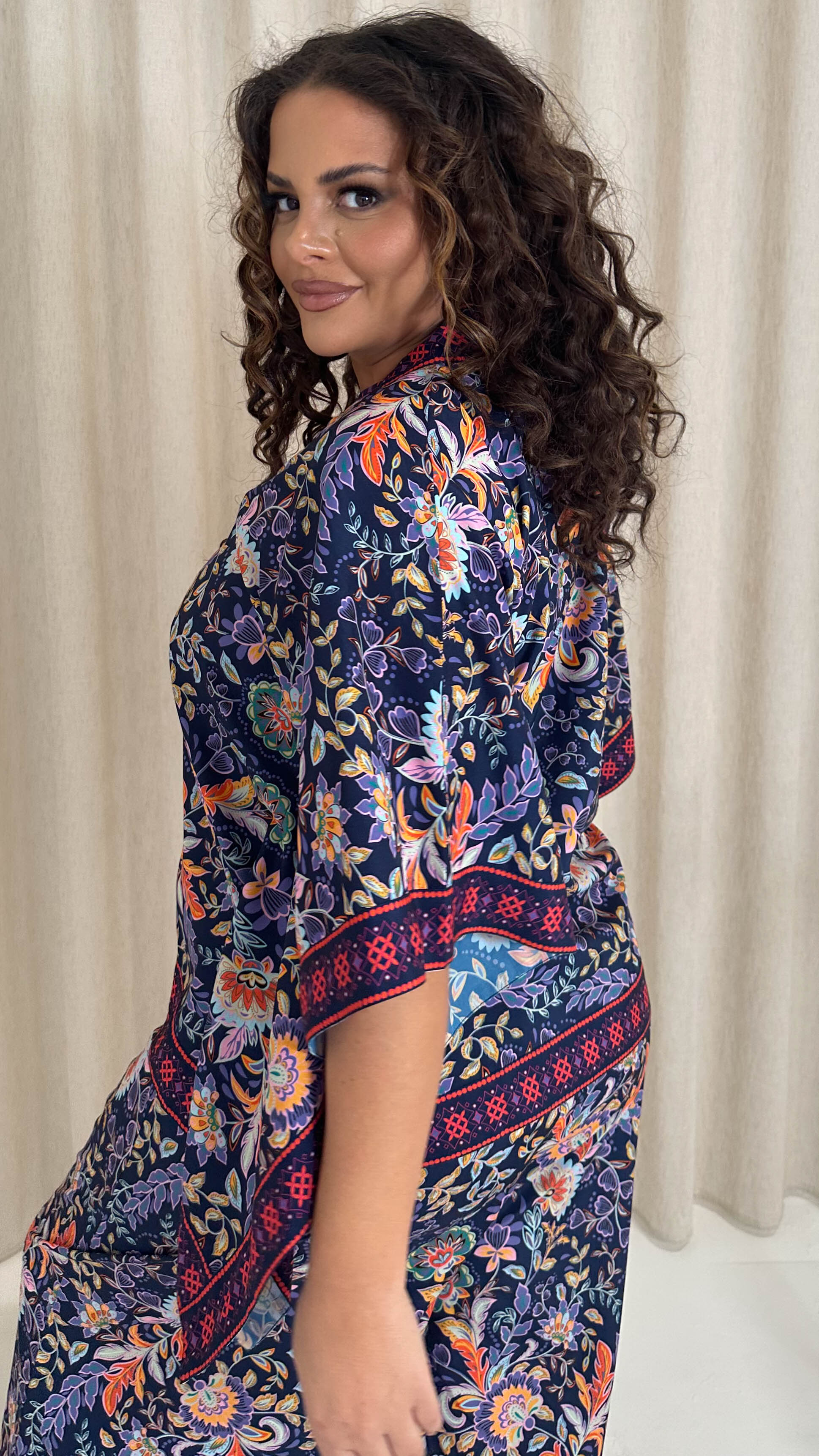 CurveWow Printed Kaftan Top Multi Floral