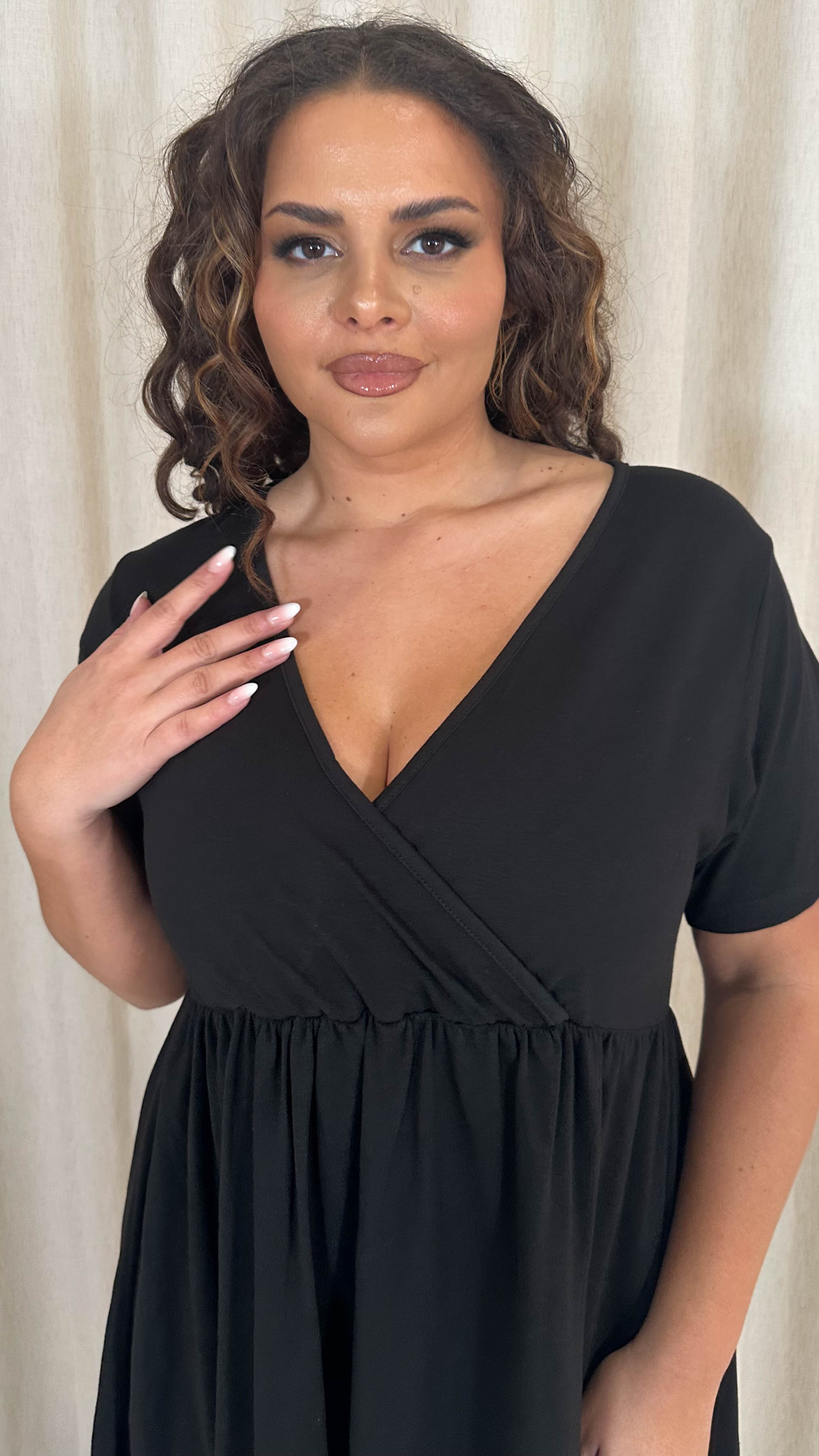 CurveWow Wrap Midi Dress Black