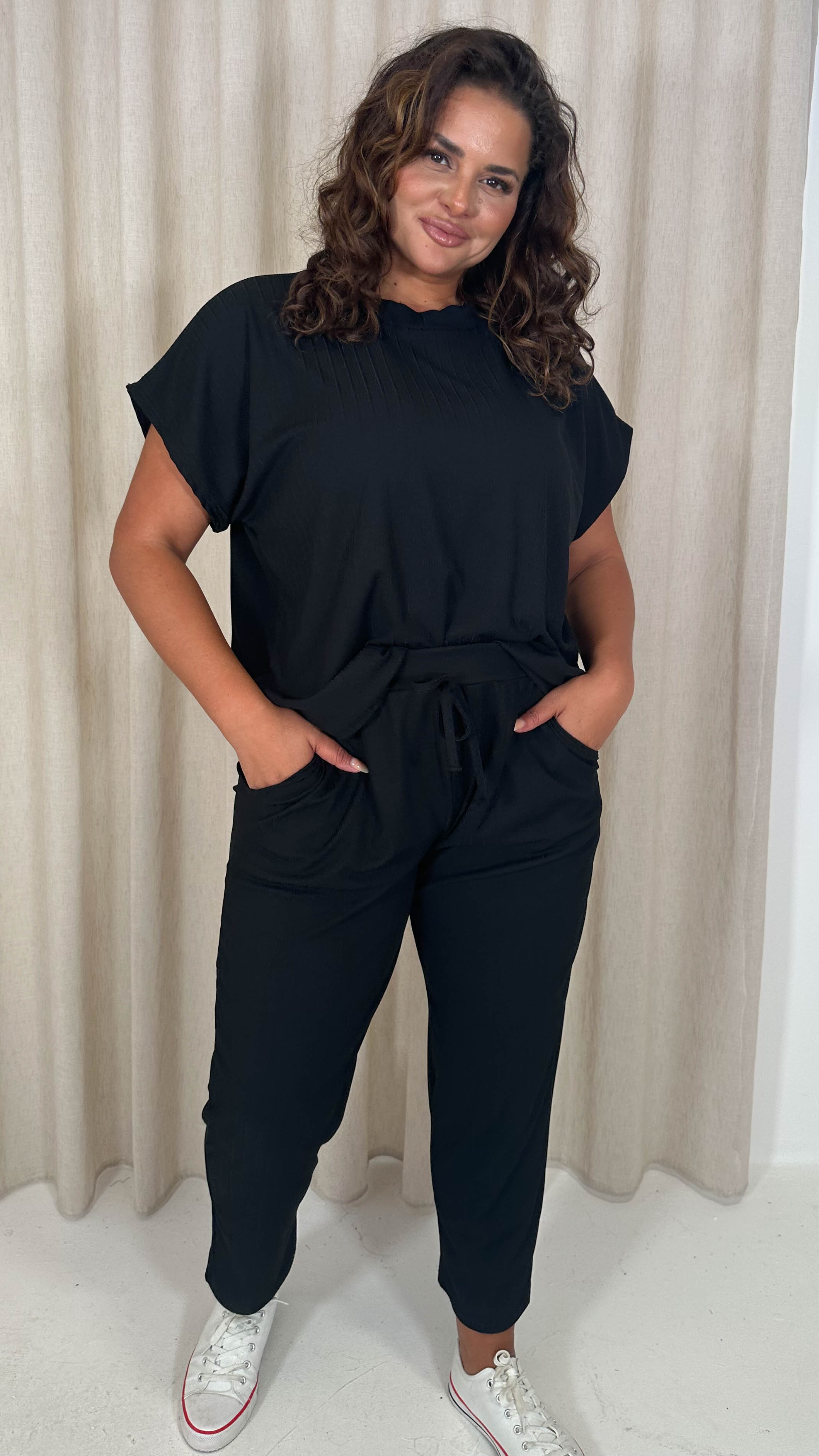 CurveWow Rib Lounge Jogger Black